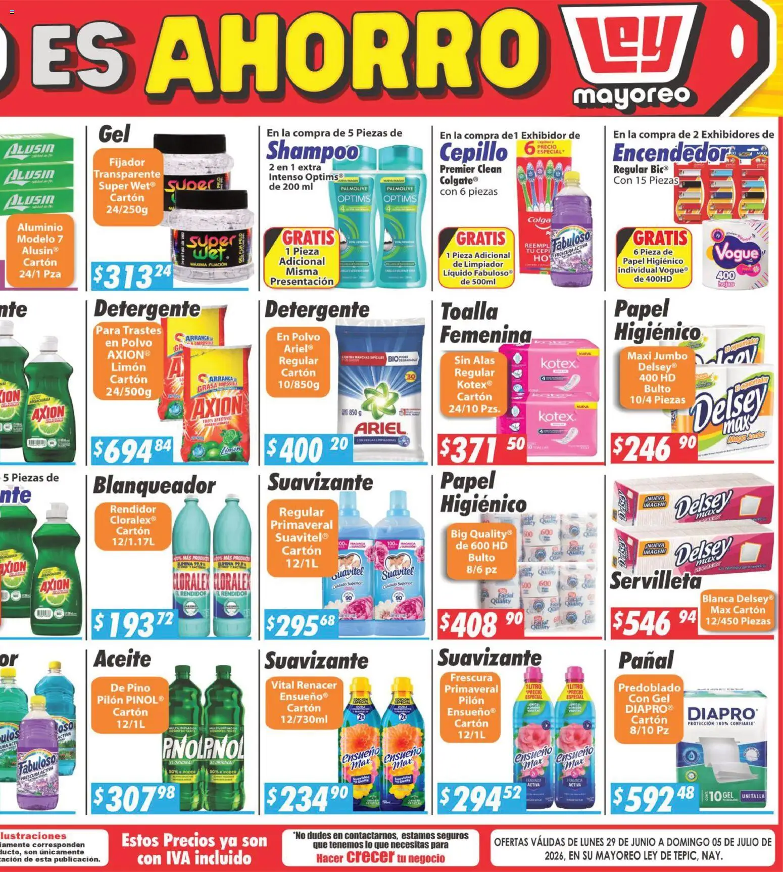 Nuevas ofertas de Casa Ley válidas en toda la República Mexicana desde el 29/06/2026. ¡Encuentra las mejores ofertas en Casa Ley folleto Tepic! | Página: 6 | Productos: Detergente, Cepillo, Aceite, Encendedor