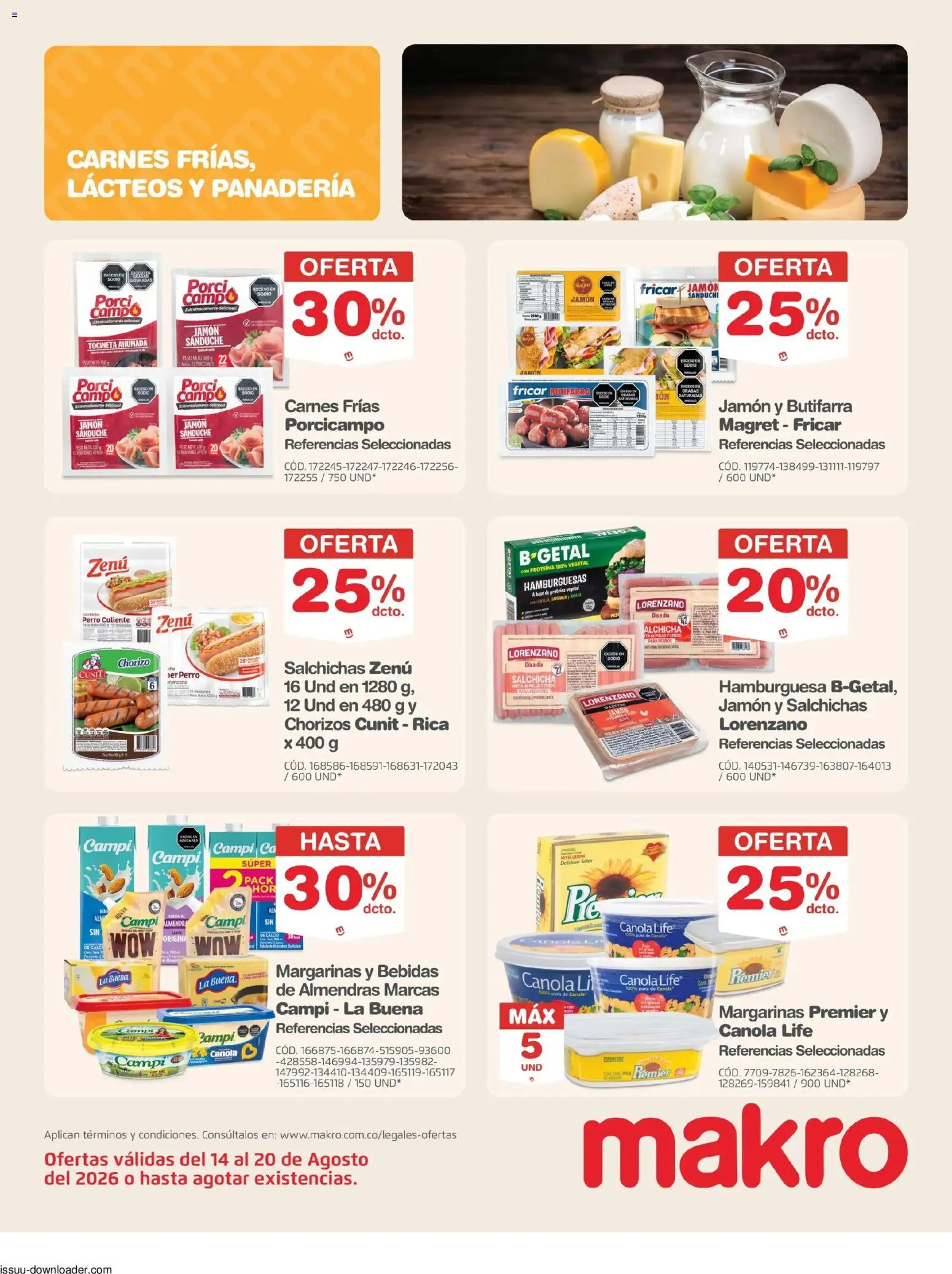 Makro revista - valida desde el 14/08/2026 | Página: 8 | Productos: Peso, Mesa, Salchichas, Tocineta