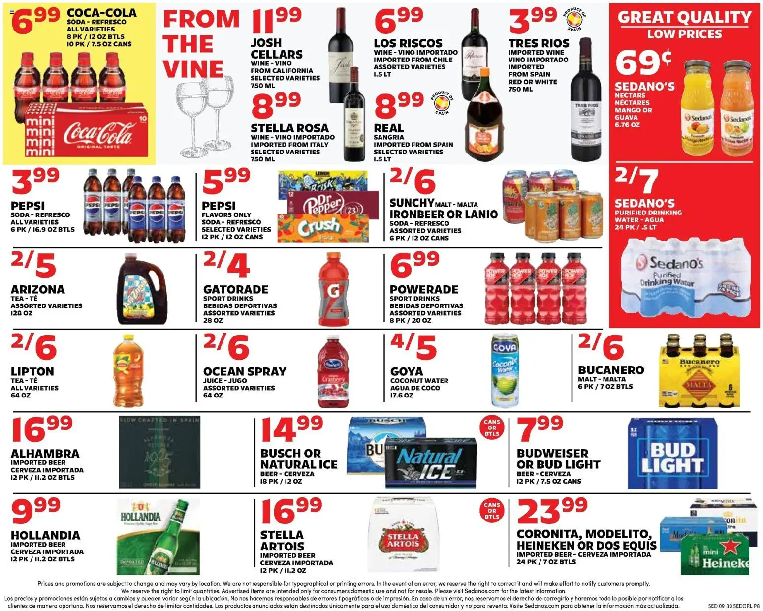 Sedano's Weekly Ad - valid from 09/30/2026 | Page: 8 | Products: Juice, Heineken, Mango, Pepsi