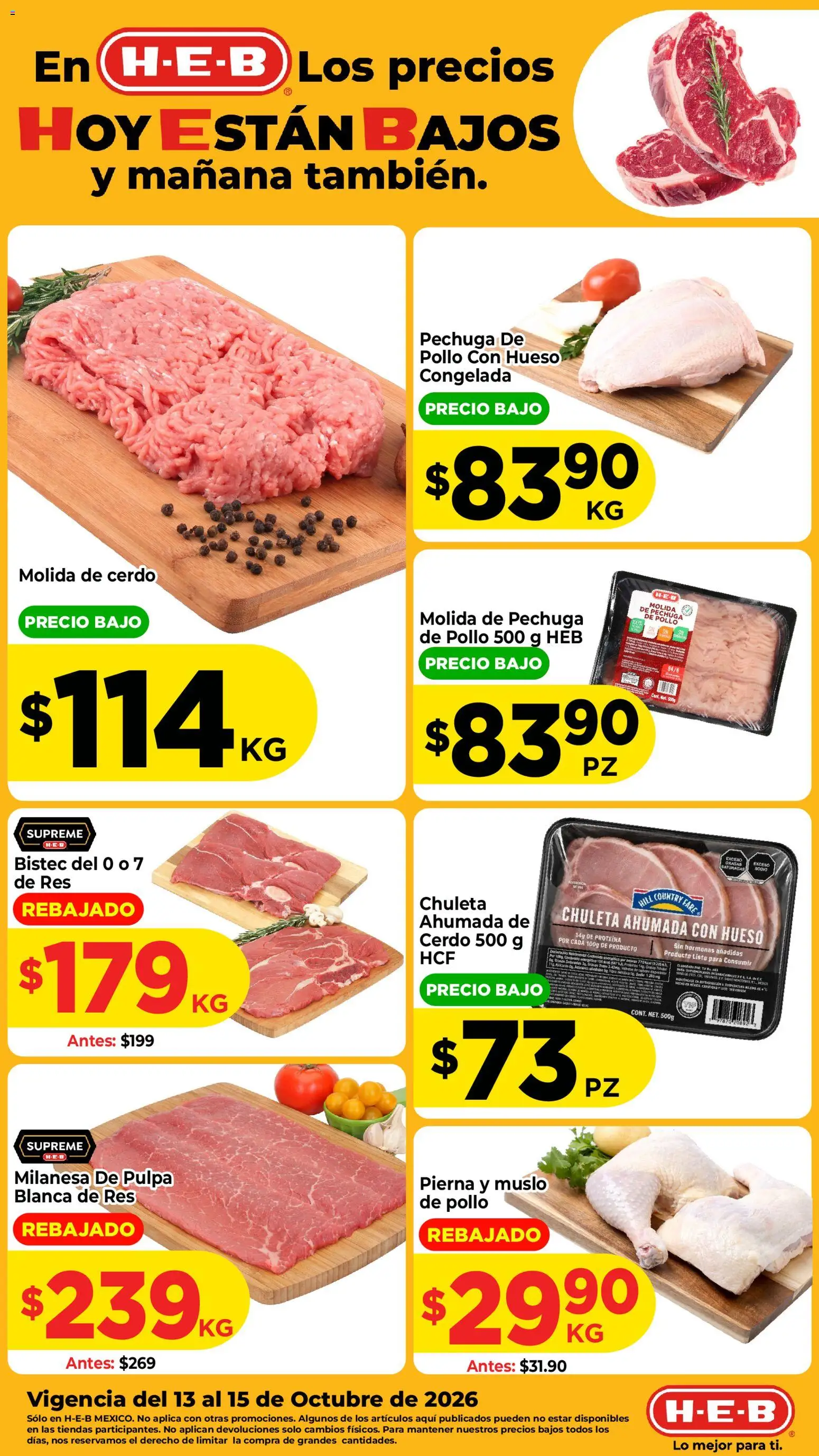 Nuevas ofertas de H-E-B válidas en toda la República Mexicana desde el 13/10/2026. ¡Encuentra las mejores ofertas en H-E-B folleto Carne! | Página: 1