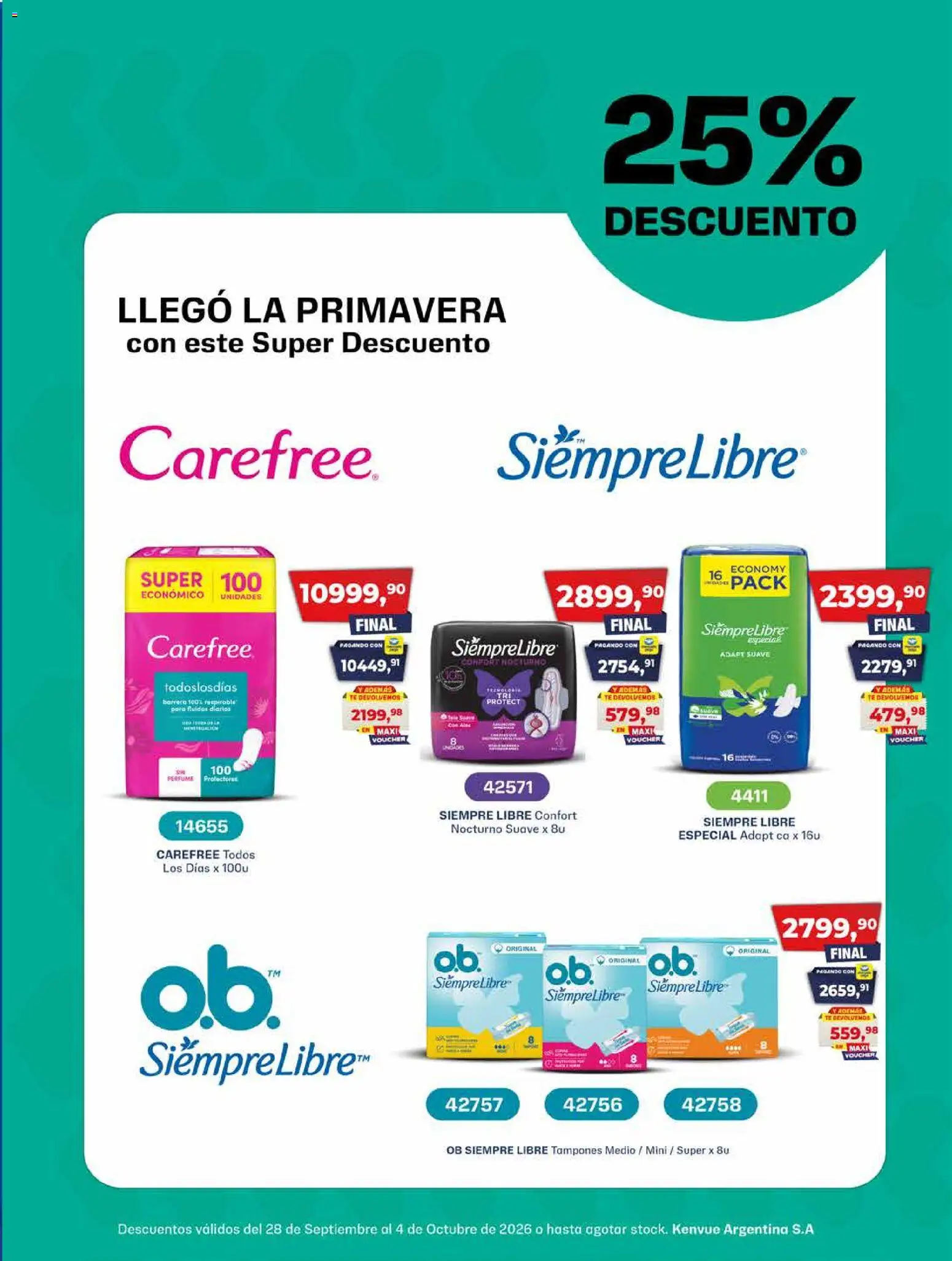 Maxiconsumo - Ofertas │ válido desde el 28/09/2026 | Página: 33 | Productos: Tampones, Perfume, Diarios, Té