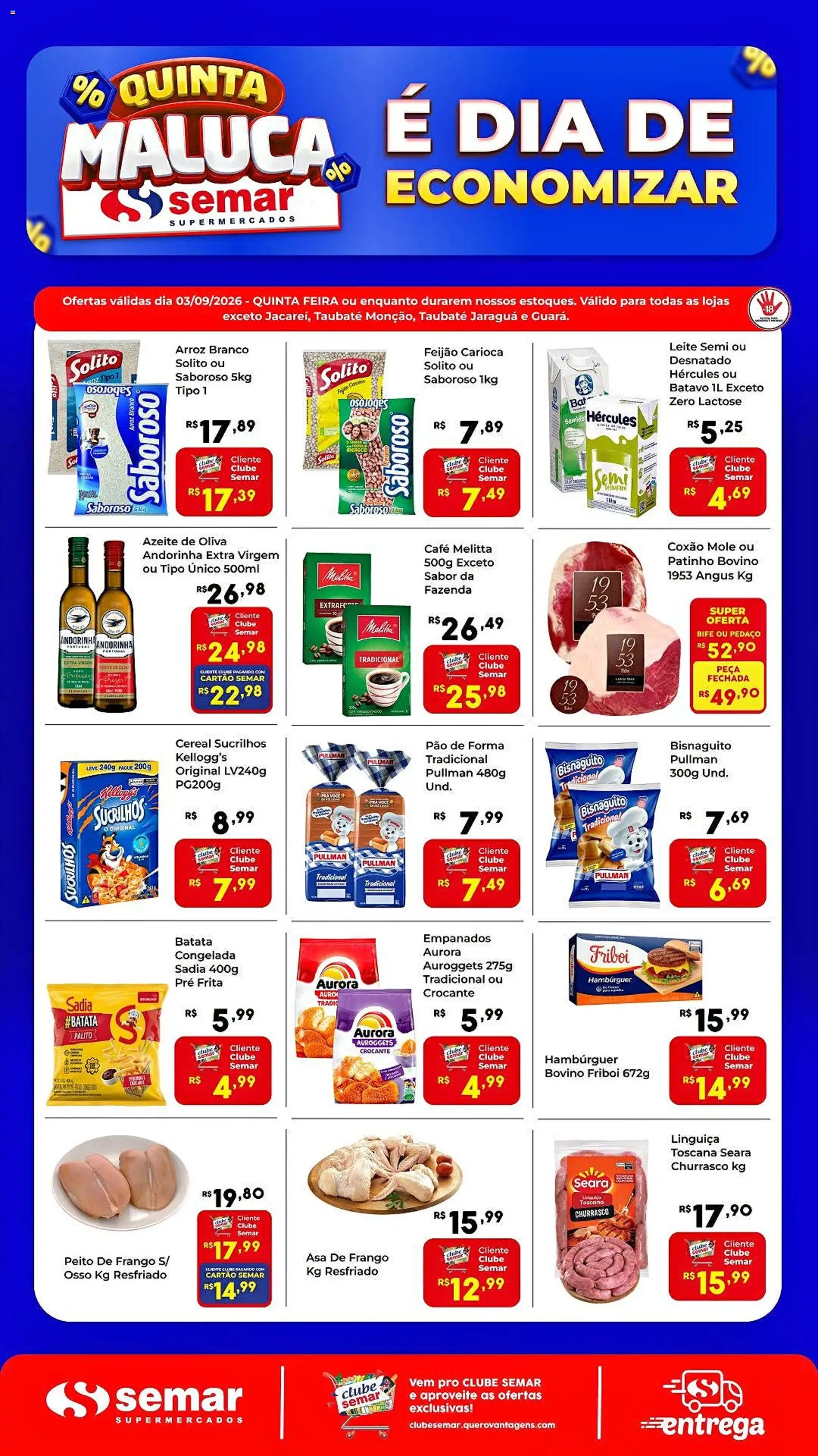 Semar Supermercado Folheto - válido de 03/09/2026 | Página: 2 | Produtos: Linguiça, Café, Batata, Azeite