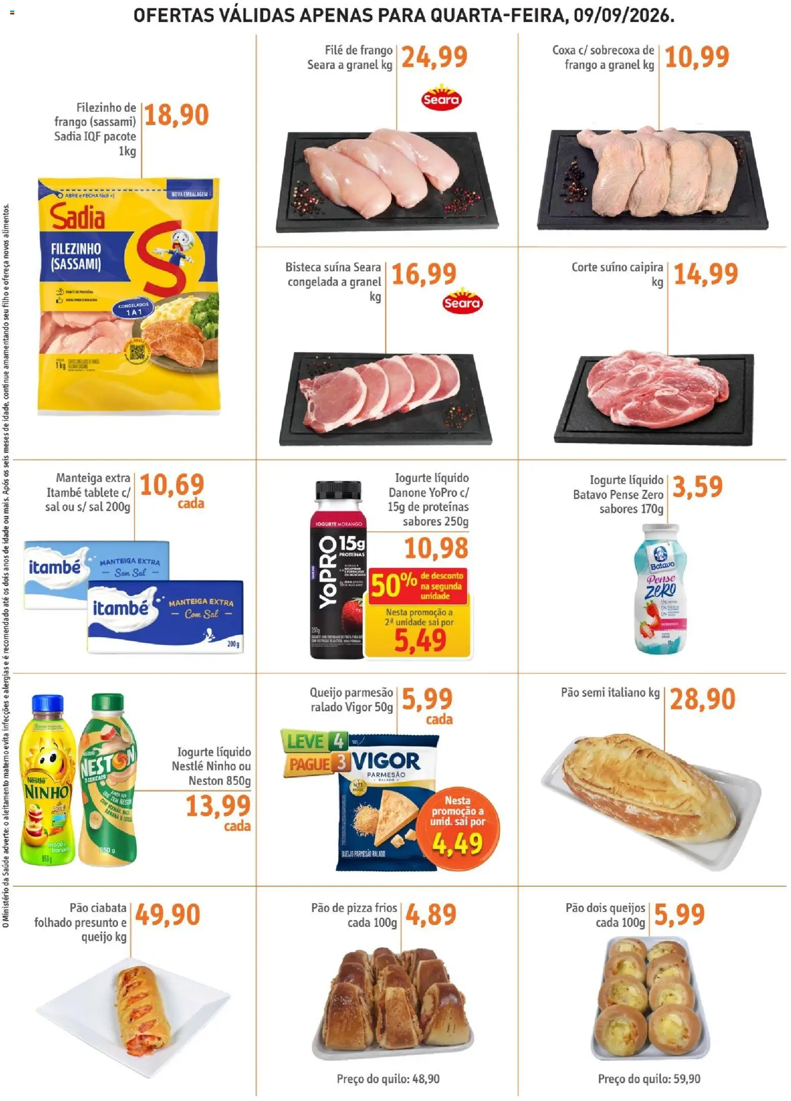 Sonda Folheto - válido de 09/09/2026 | Página: 2 | Produtos: Manteiga, Iogurte, Pão, Mamão