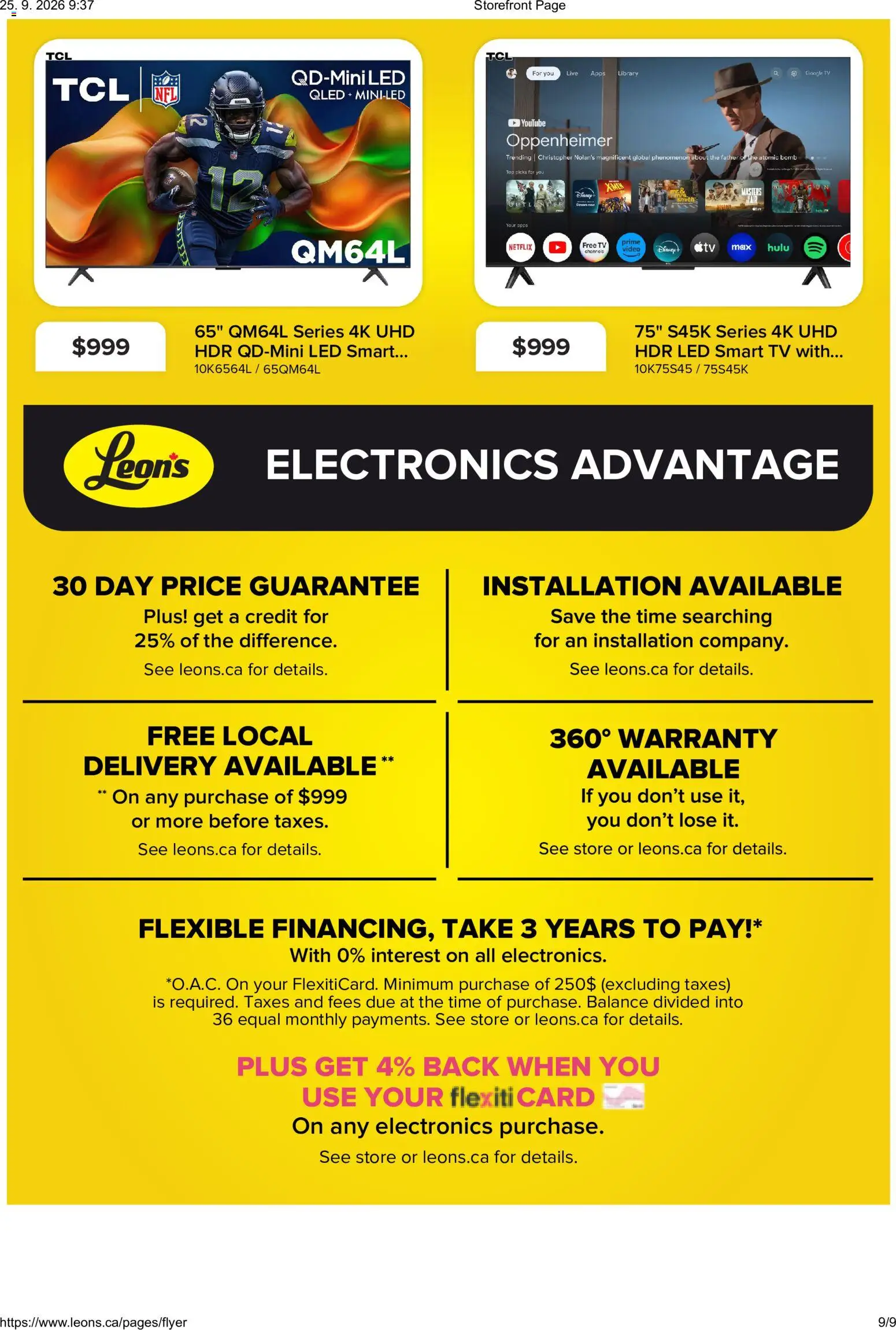 Leon's flyer valid from Sep 24, 2026 | Page: 9 | Products: Tv, Video, Library