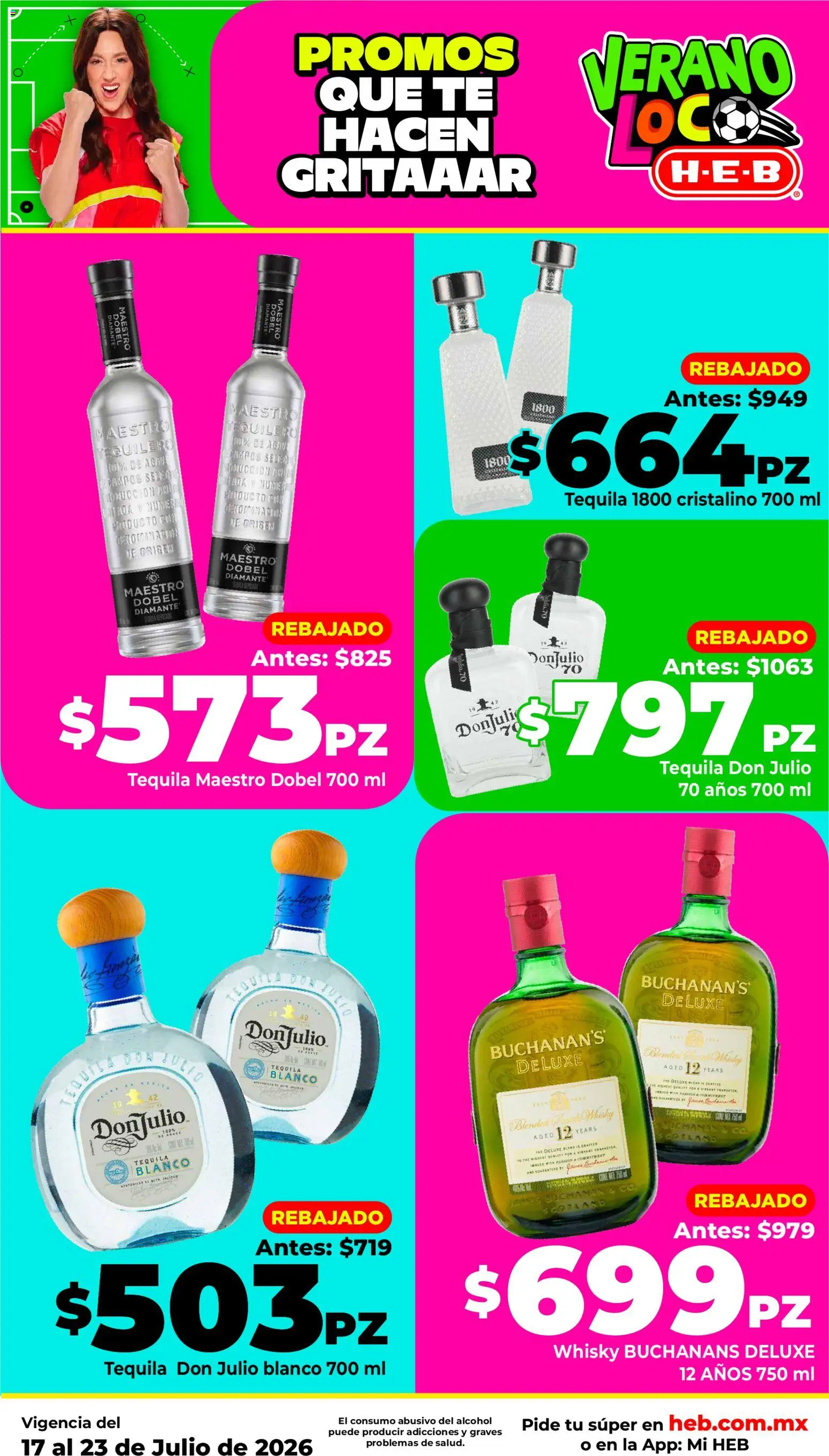 Nuevas ofertas de H-E-B válidas en toda la República Mexicana desde el 17/07/2026. ¡Encuentra las mejores ofertas en H-E-B folleto! | Página: 3 | Productos: Tequila, Té, Whisky