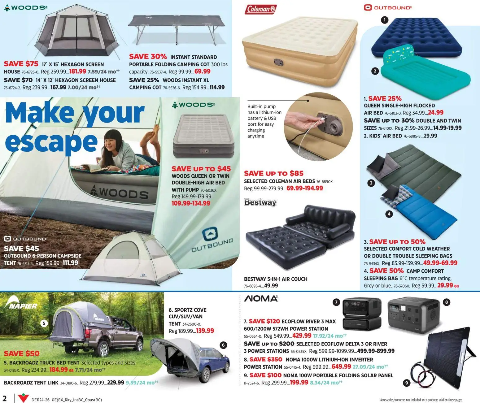 Canadian Tire flyer valid from 11.06.2026 | Page: 2 | Products: Bag, Bed, Couch, Battery