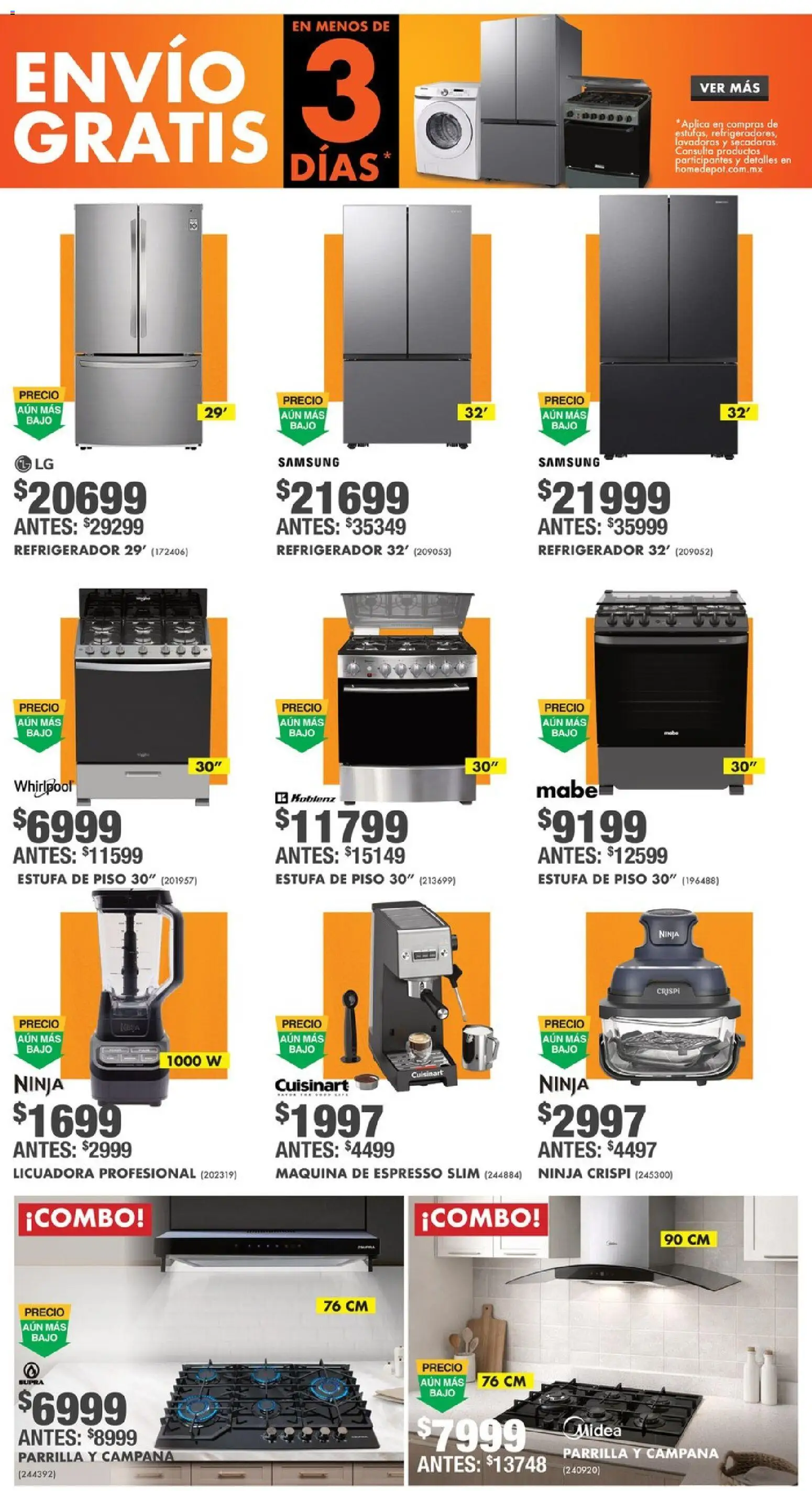 Nuevas ofertas de Home Depot válidas en toda la República Mexicana desde el 14.05.2026. ¡Encuentra las mejores ofertas en Home Depot catálogo! | Página: 9 | Productos: Refrigerador, Licuadora, Parrilla, Campana
