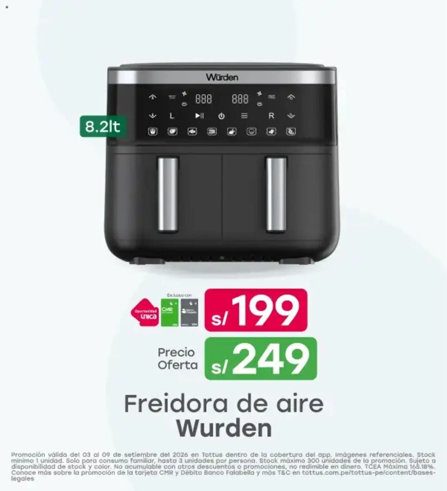 Catálogo Tottus válido desde 03/09/2026 | Página: 9 | Productos: Freidora, Freidora de aire