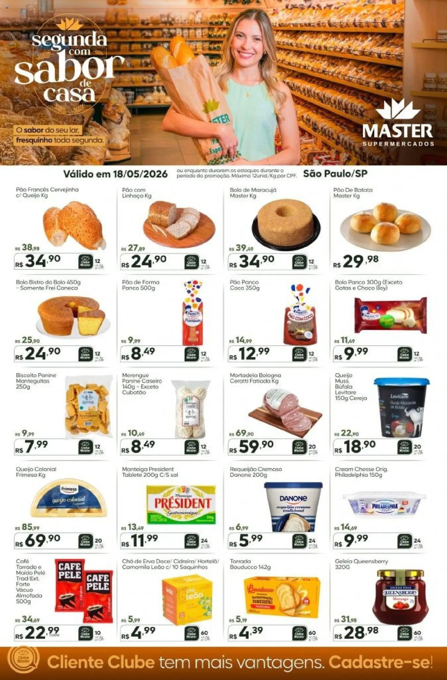 Master Folheto - válido de 18.05.2026 | Página: 1 | Produtos: Maracujá, Linhaça, Chá, Pão francês