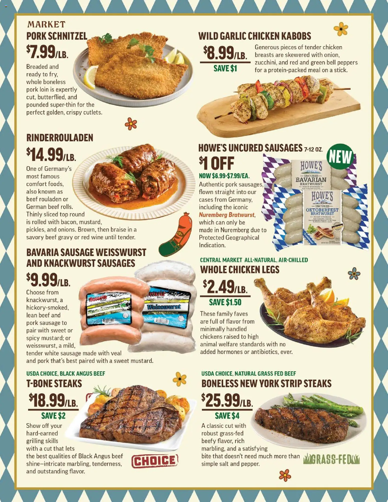 Central Market Weekly Ad - valid from 09/09/2026 | Page: 3 | Products: Pork loin, Chickens, Sausage, Whole chicken