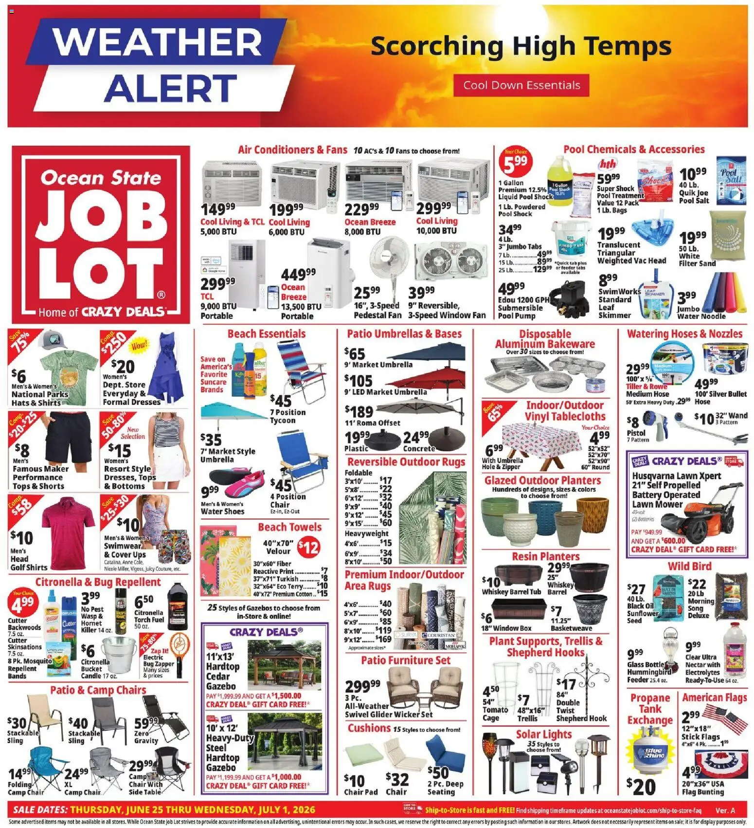Ocean State Job Lot Weekly Ad - MA - valid from 06/25/2026 | Page: 1 | Products: Chair, Tiller, Whiskey, Umbrella
