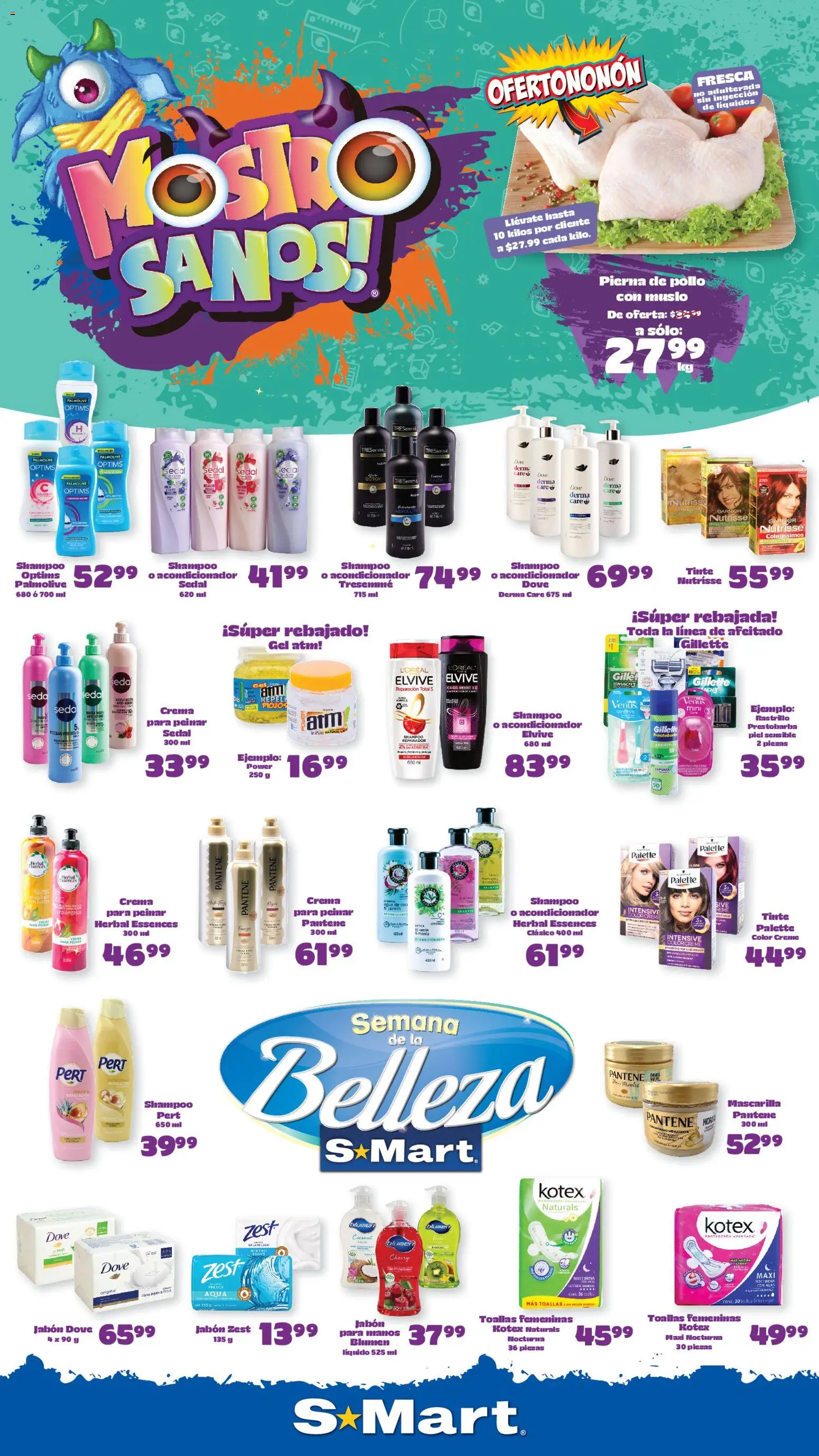 Nuevas ofertas de S-Mart válidas en toda la República Mexicana desde el 14/08/2026. ¡Encuentra las mejores ofertas en S-Mart folleto Ofertas de feria Nuevo Laredo! | Página: 1 | Productos: Pollo, Crema, Shampoo, Jabón