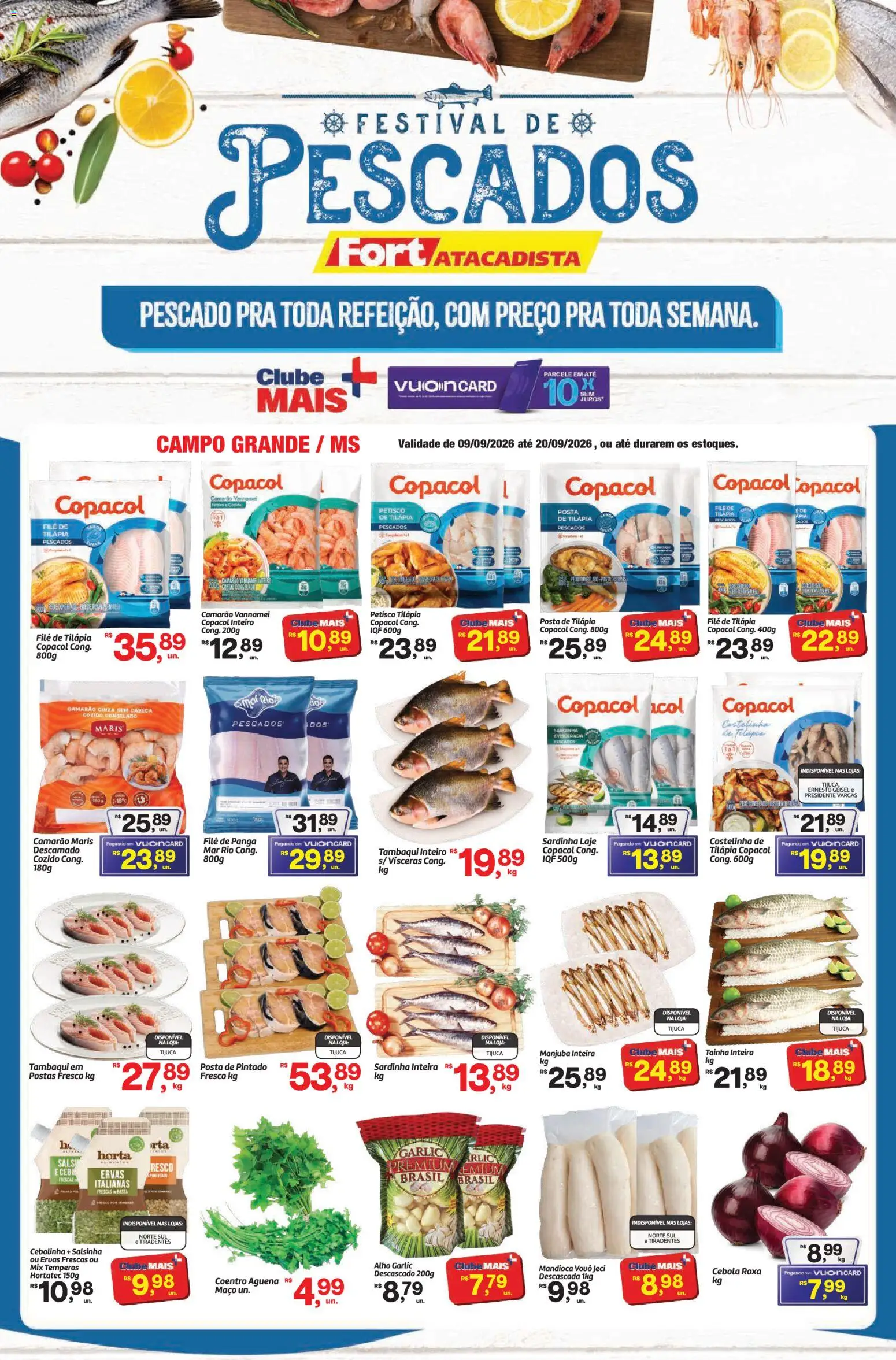Fort Atacadista Folheto - válido de 09/09/2026 | Página: 1 | Produtos: Mandioca, Temperos, Cebola roxa, Sardinha