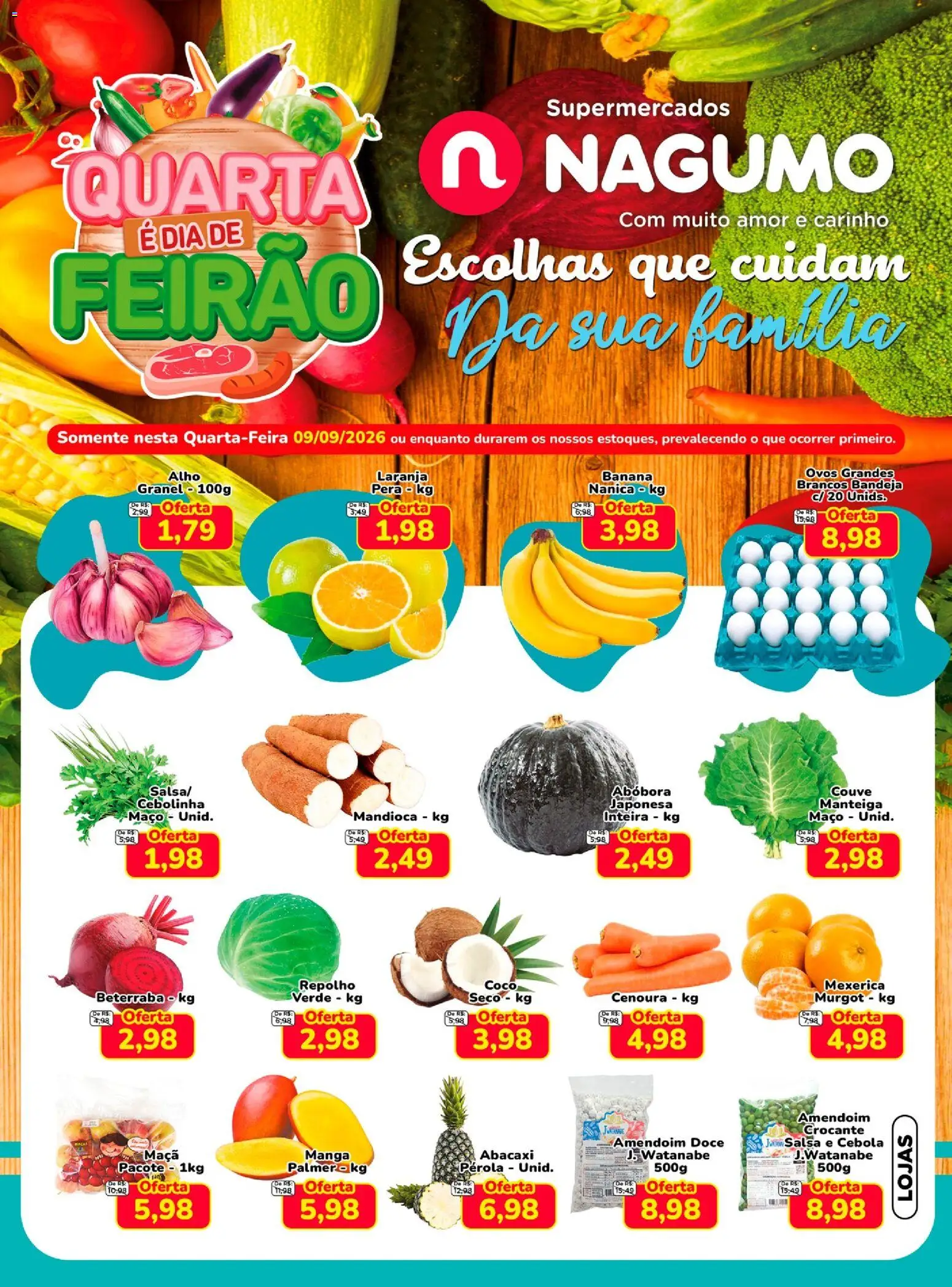Nagumo Folheto - válido de 09/09/2026 | Página: 1 | Produtos: Beterraba, Mandioca, Bandeja, Couve