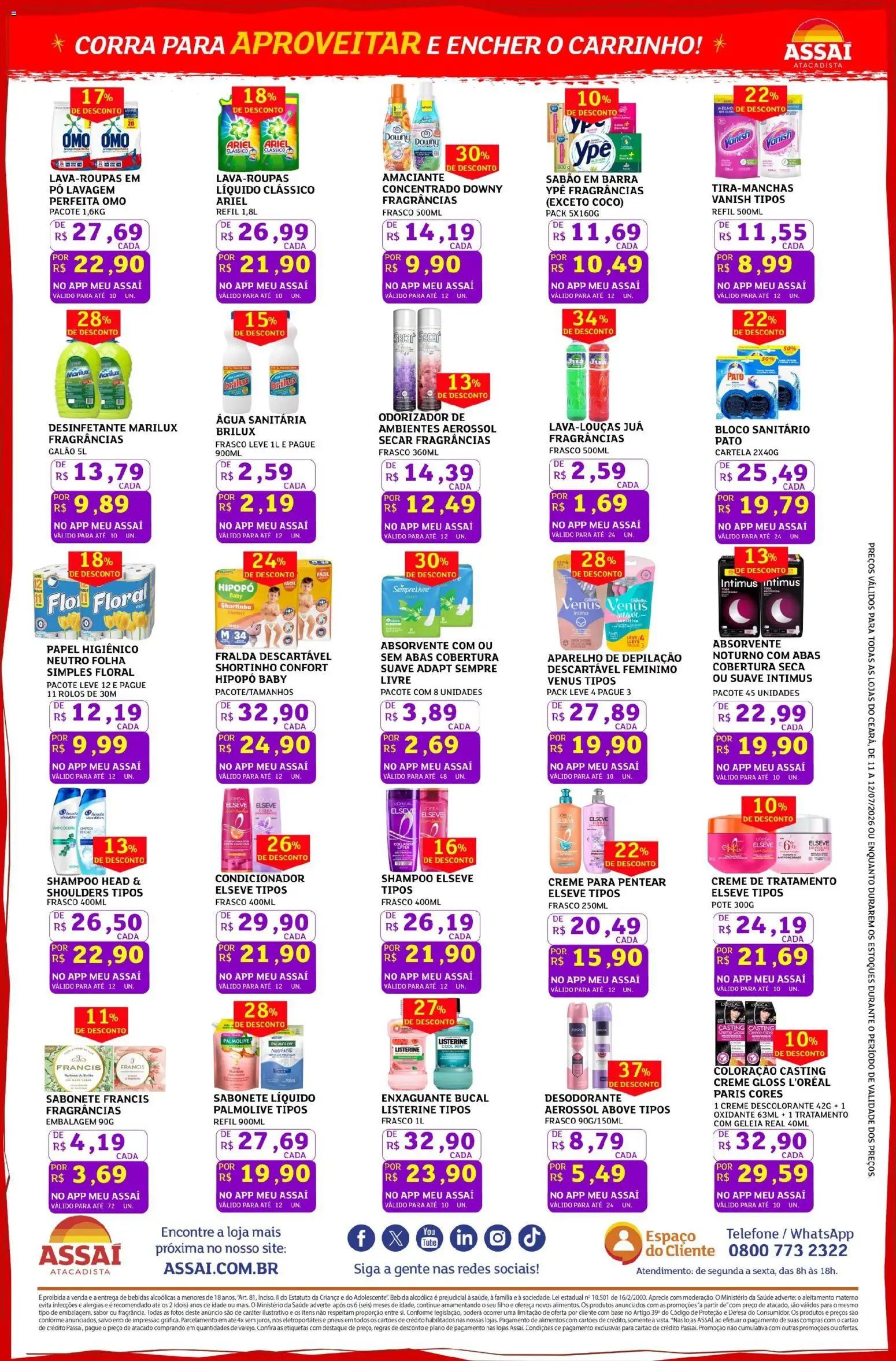 Assaí Atacadista Folheto - válido de 11/07/2026 | Página: 4 | Produtos: Condicionador, Carrinho, Pneus, Água sanitária