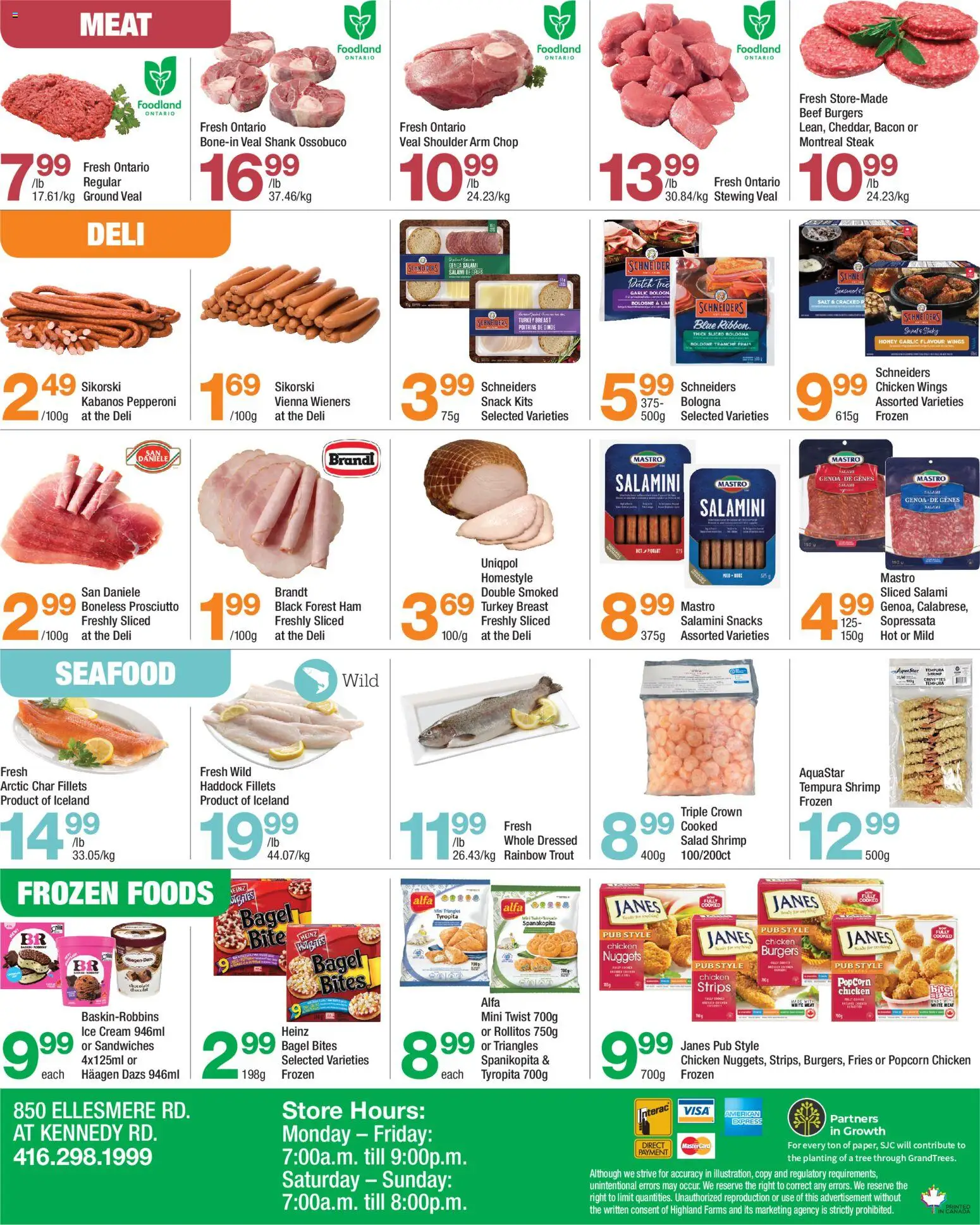 Highland Farms flyer valid from Sep 17, 2026 | Page: 4 | Products: Salad, Chicken wings, Burgers, Popcorn
