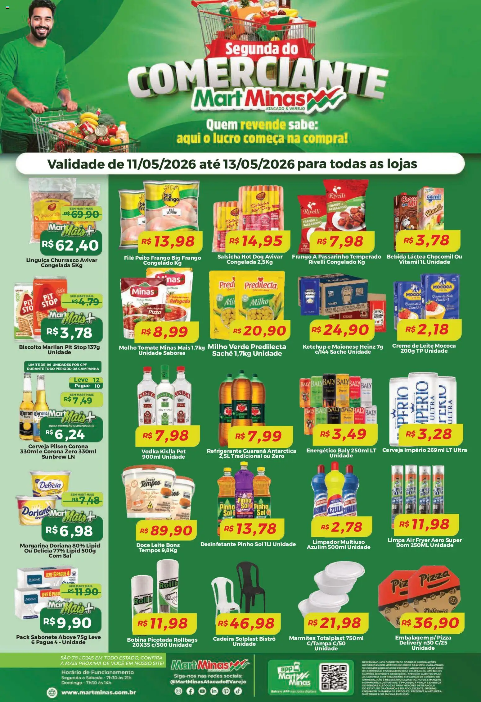 Mart Minas Folheto - válido de 11.05.2026 | Página: 1 | Produtos: Limpador multiuso, Air fryer, Refrigerante, Desinfetante