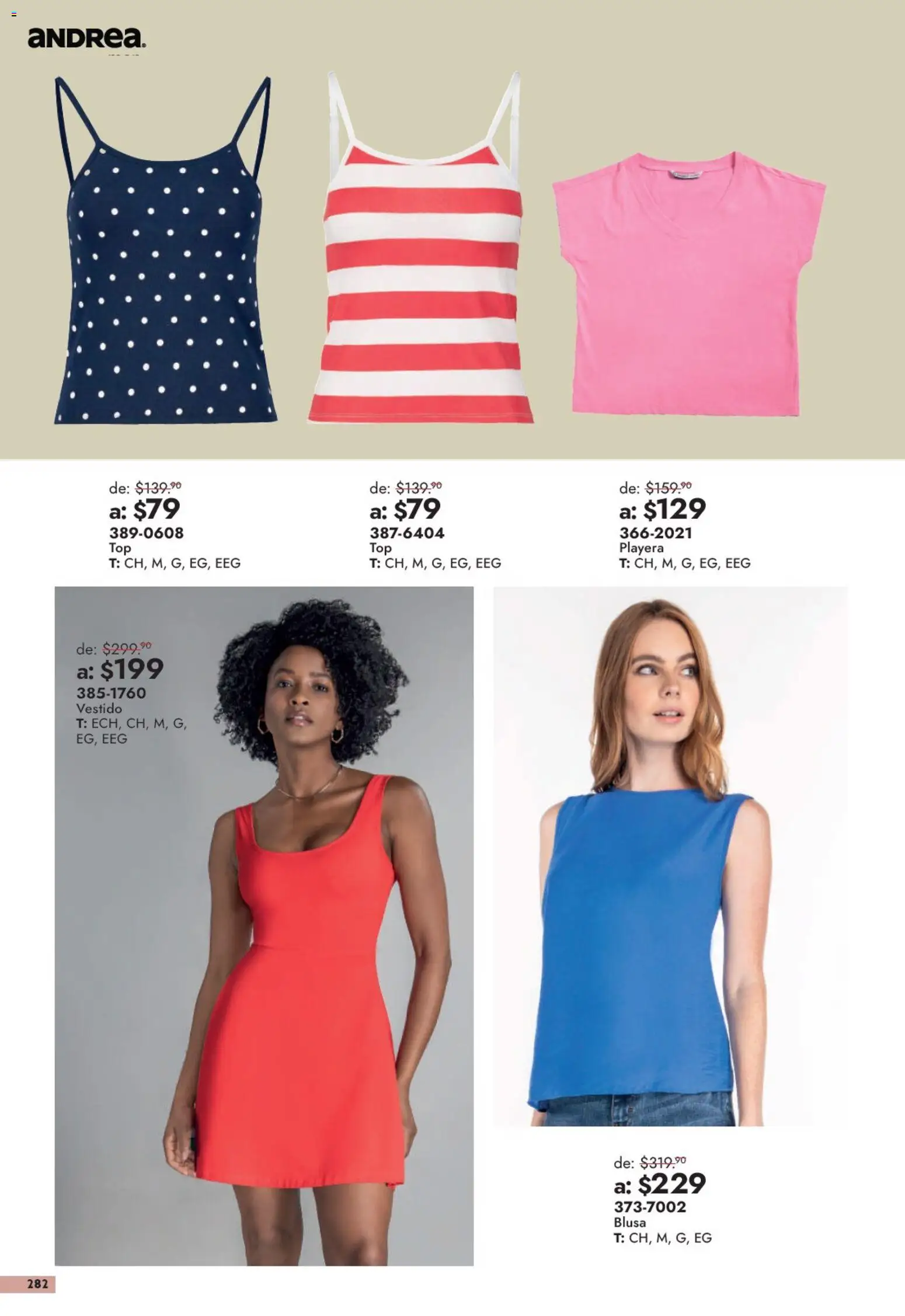 Nuevas ofertas de Andrea válidas en toda la República Mexicana desde el 13/09/2026. ¡Encuentra las mejores ofertas en Andrea catálogo Outlet! | Página: 282 | Productos: Blusa, Vestido, Playera