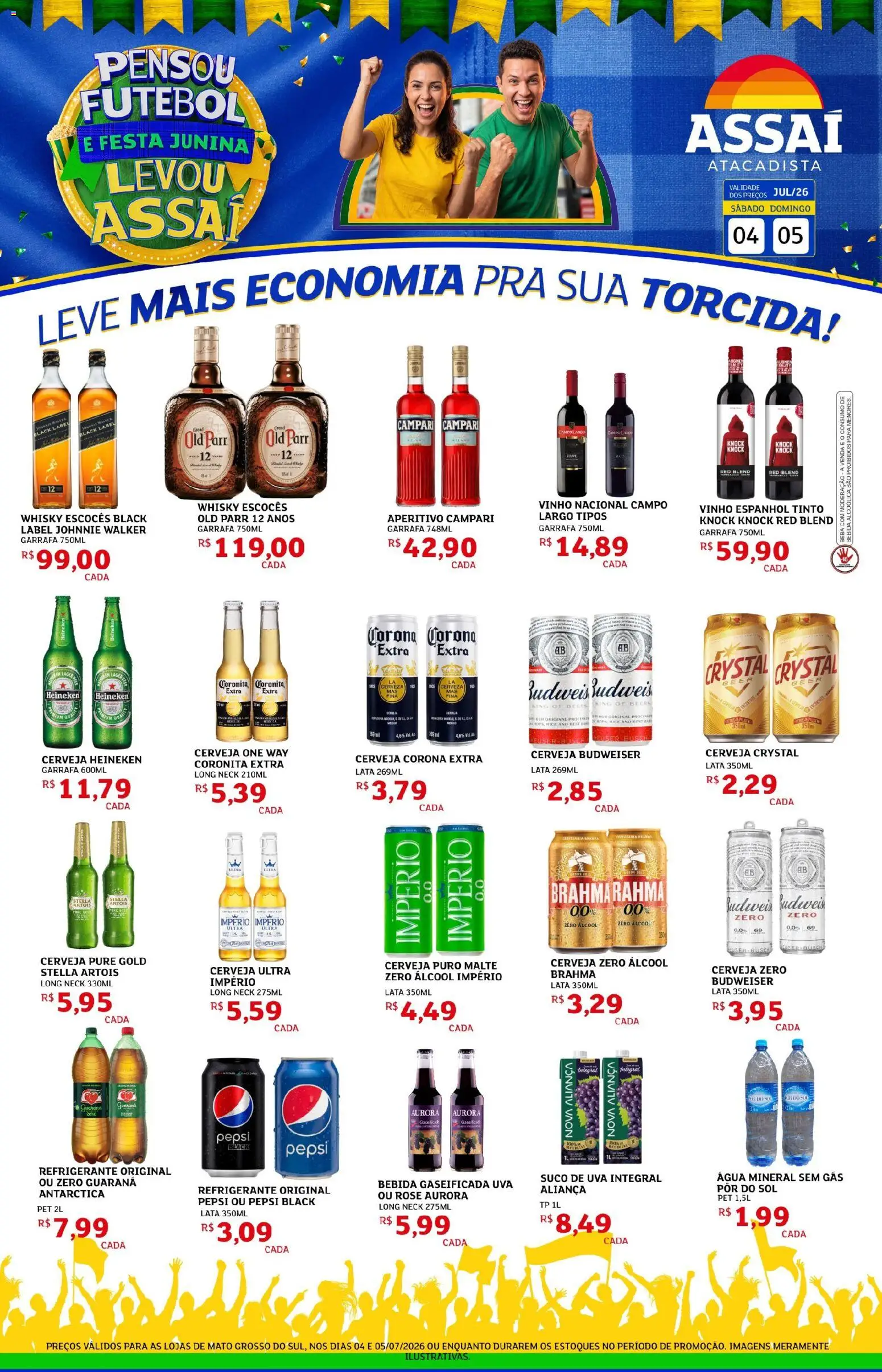 Assaí Atacadista Folheto - válido de 04/07/2026 | Página: 1 | Produtos: Suco, Cerveja, Cerveja Heineken, Refrigerante
