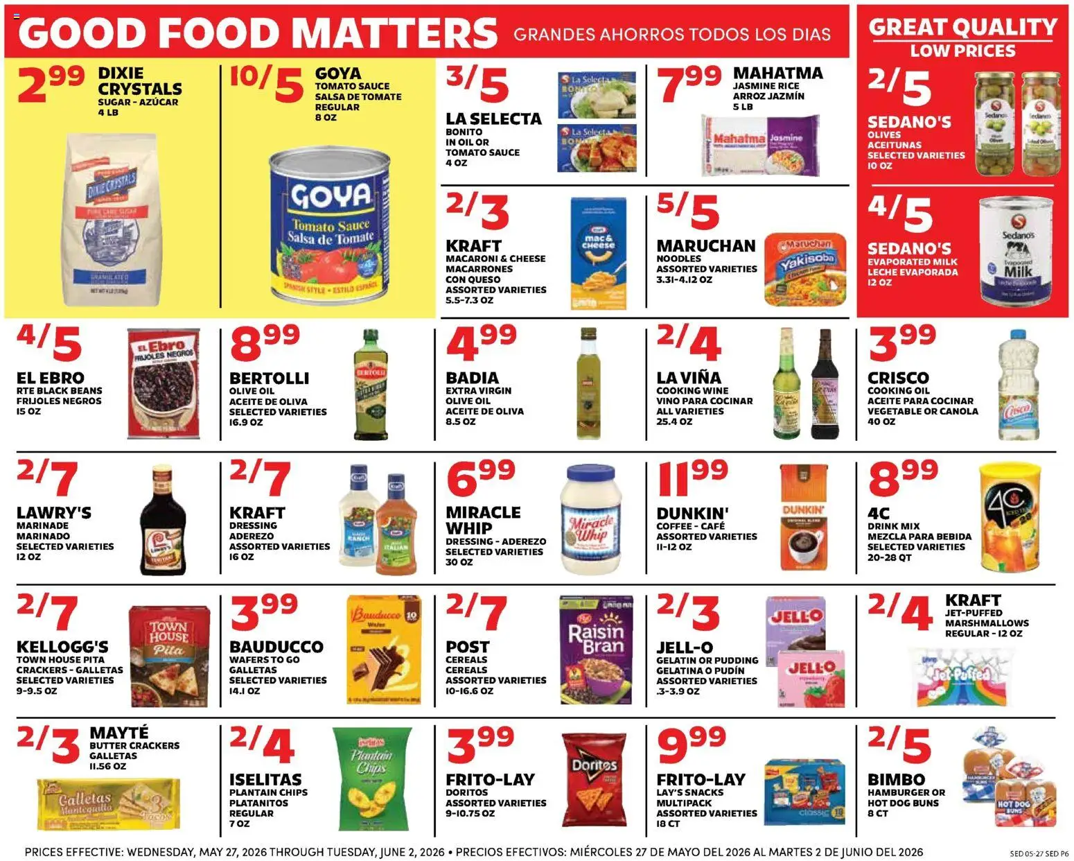 Sedano's Weekly Ad - valid from 27.05.2026 | Page: 6 | Products: Butter, Coffee, Noodles, Sugar