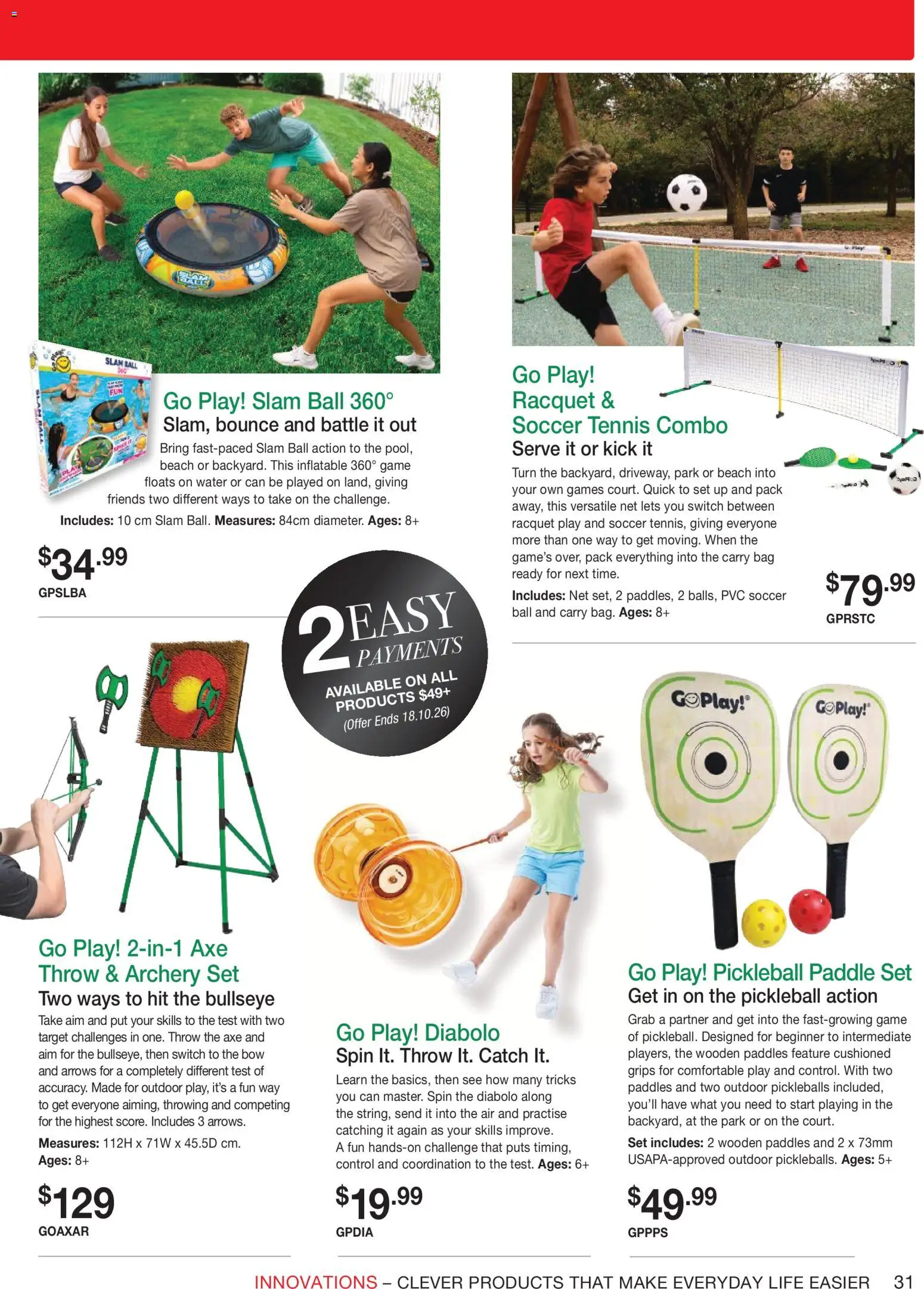 Innovations catalogue - valid from 23/09/2026 | Page: 31 | Products: Axe, Water, Game, Bag