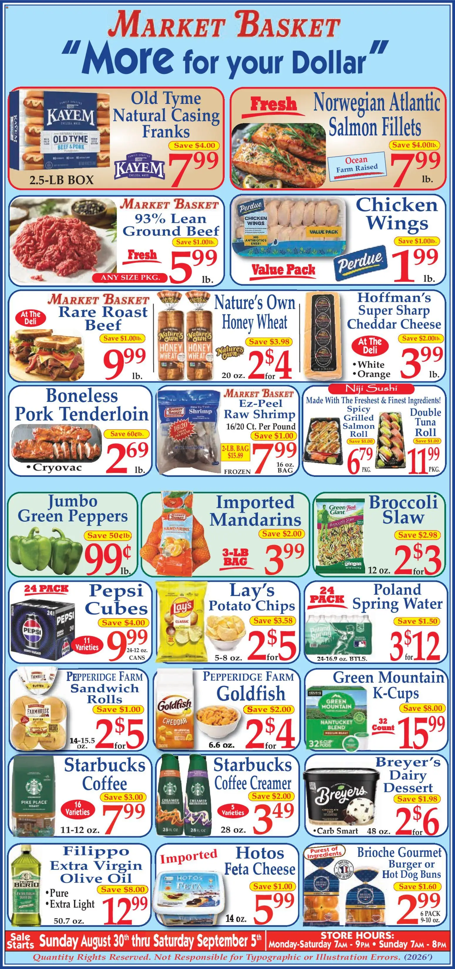 Market Basket Ad - valid from 08/30/2026 | Page: 1 | Products: Broccoli, Brioche, Sugar, Pepsi