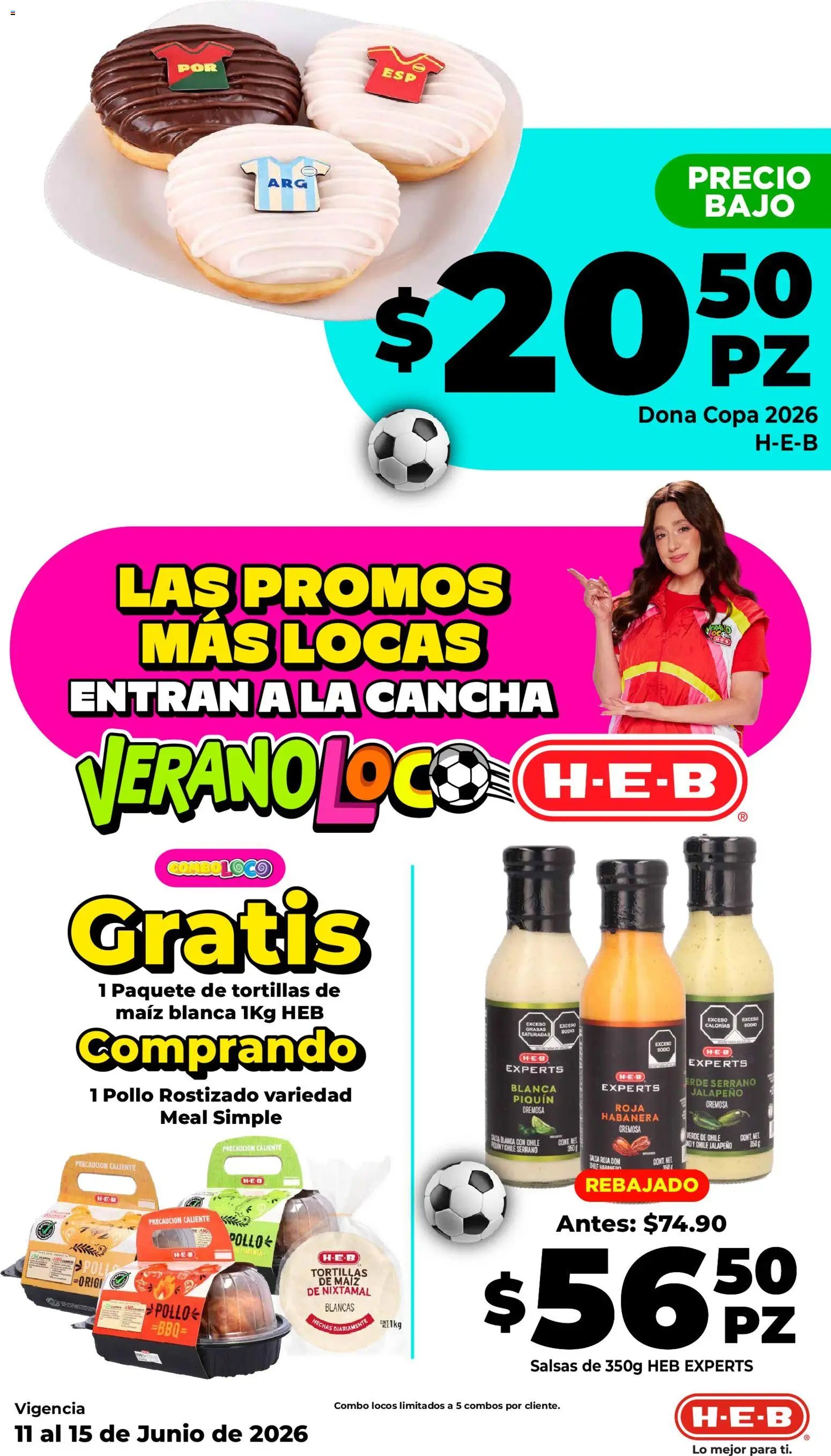 Nuevas ofertas de H-E-B válidas en toda la República Mexicana desde el 11.06.2026. ¡Encuentra las mejores ofertas en H-E-B folleto Verano loco! | Página: 6 | Productos: Pollo, Maíz