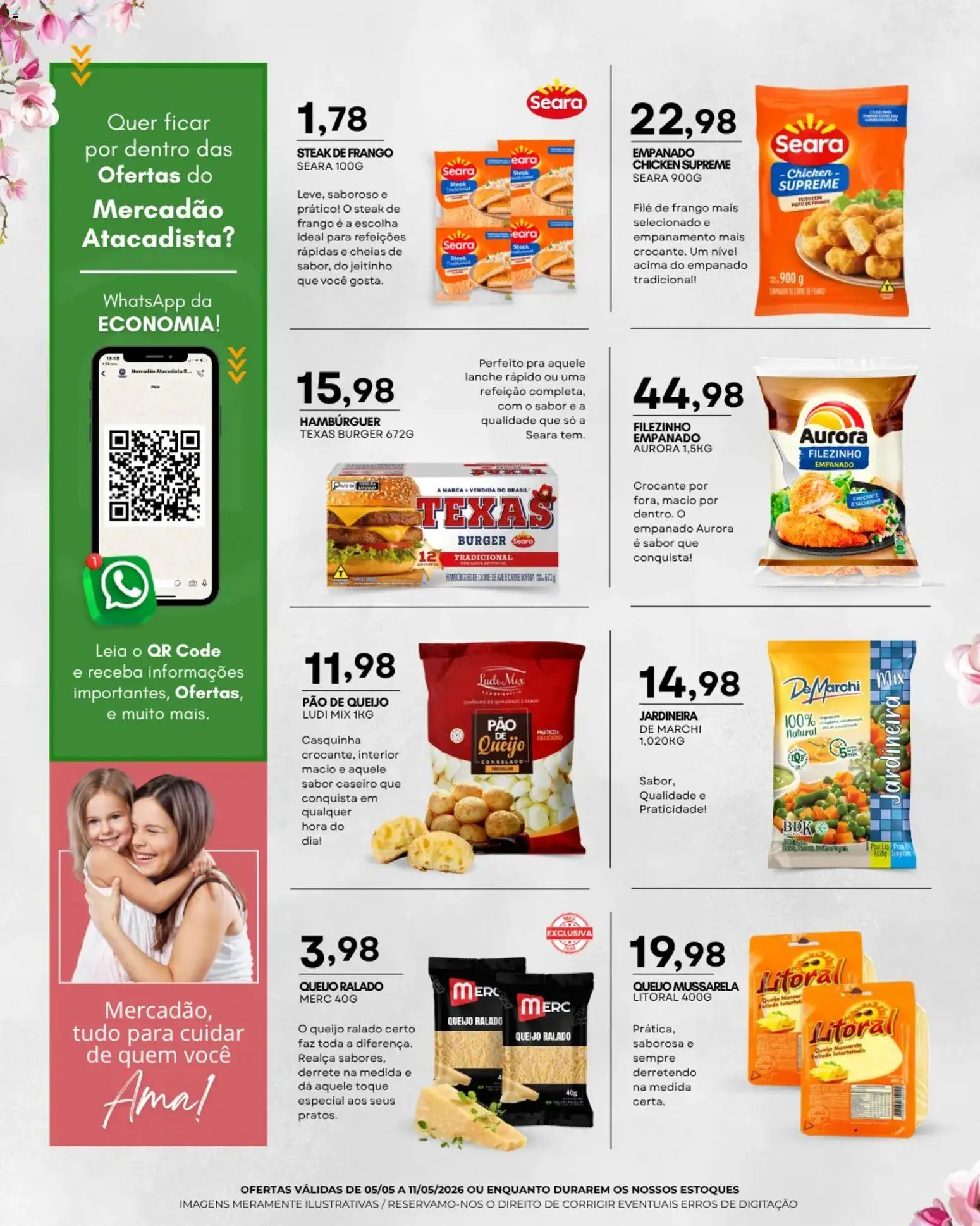 Mercadão Atacadista Folheto - válido de 05.05.2026 | Página: 3 | Produtos: Filé de frango, Pão, Carne, Hambúrguer