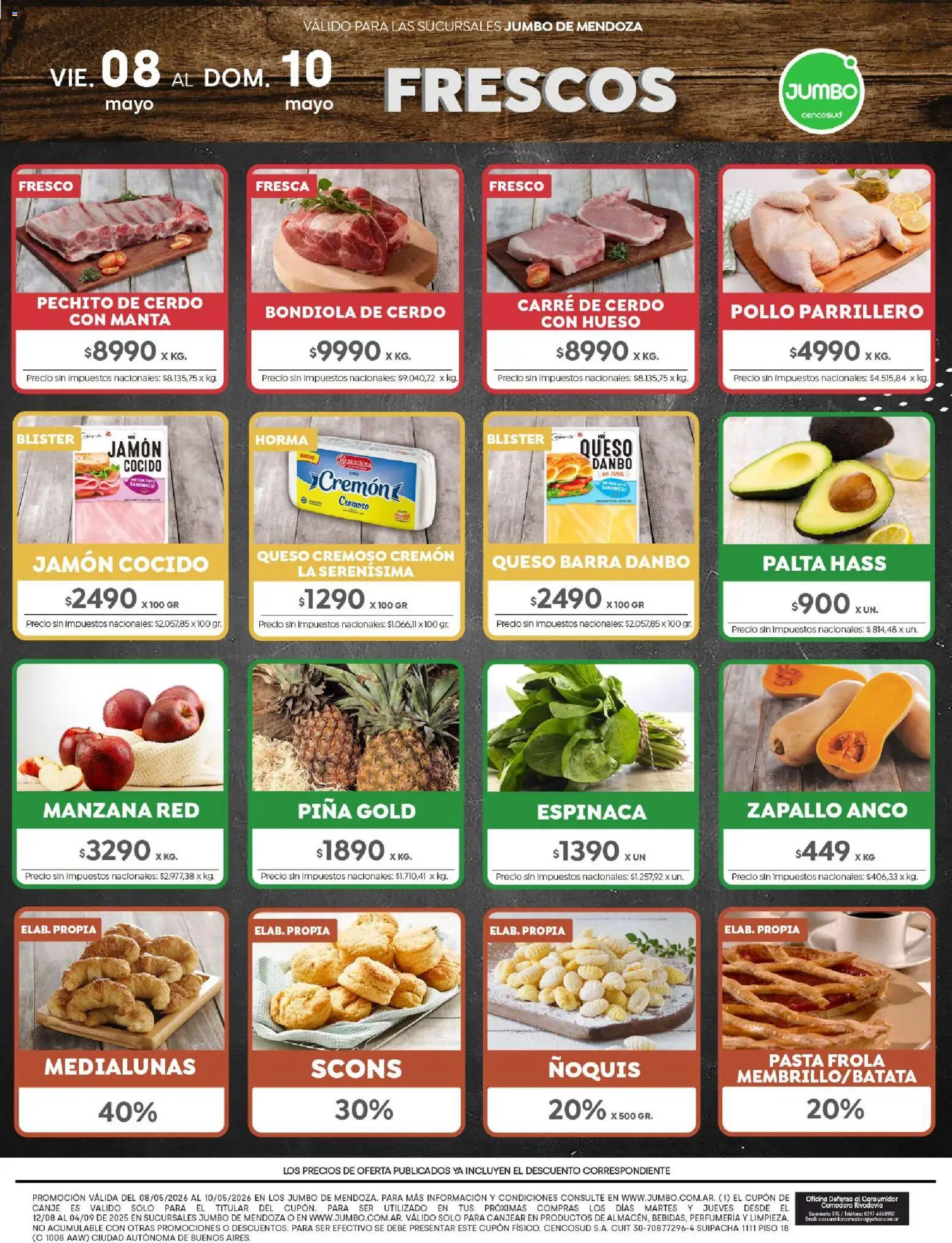 Jumbo - Ofertas | Mendoza │ válido desde el 08.05.2026 | Página: 8 | Productos: Zapallo, Jamón, Ñoquis, Pasta