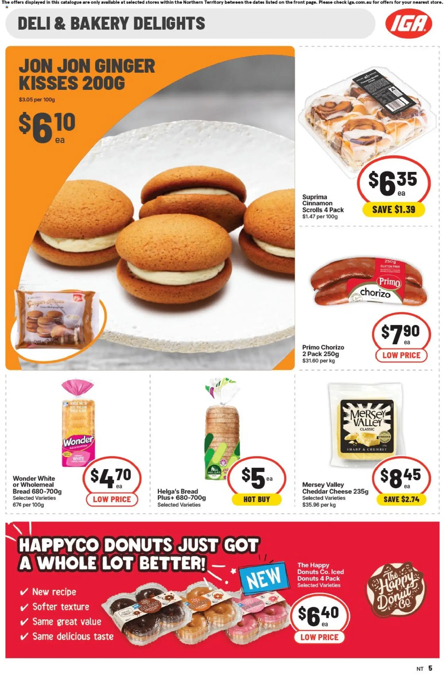 IGA catalogue - valid from 05/08/2026 | Page: 7 | Products: Cheese, Donuts, Bread, Bakery