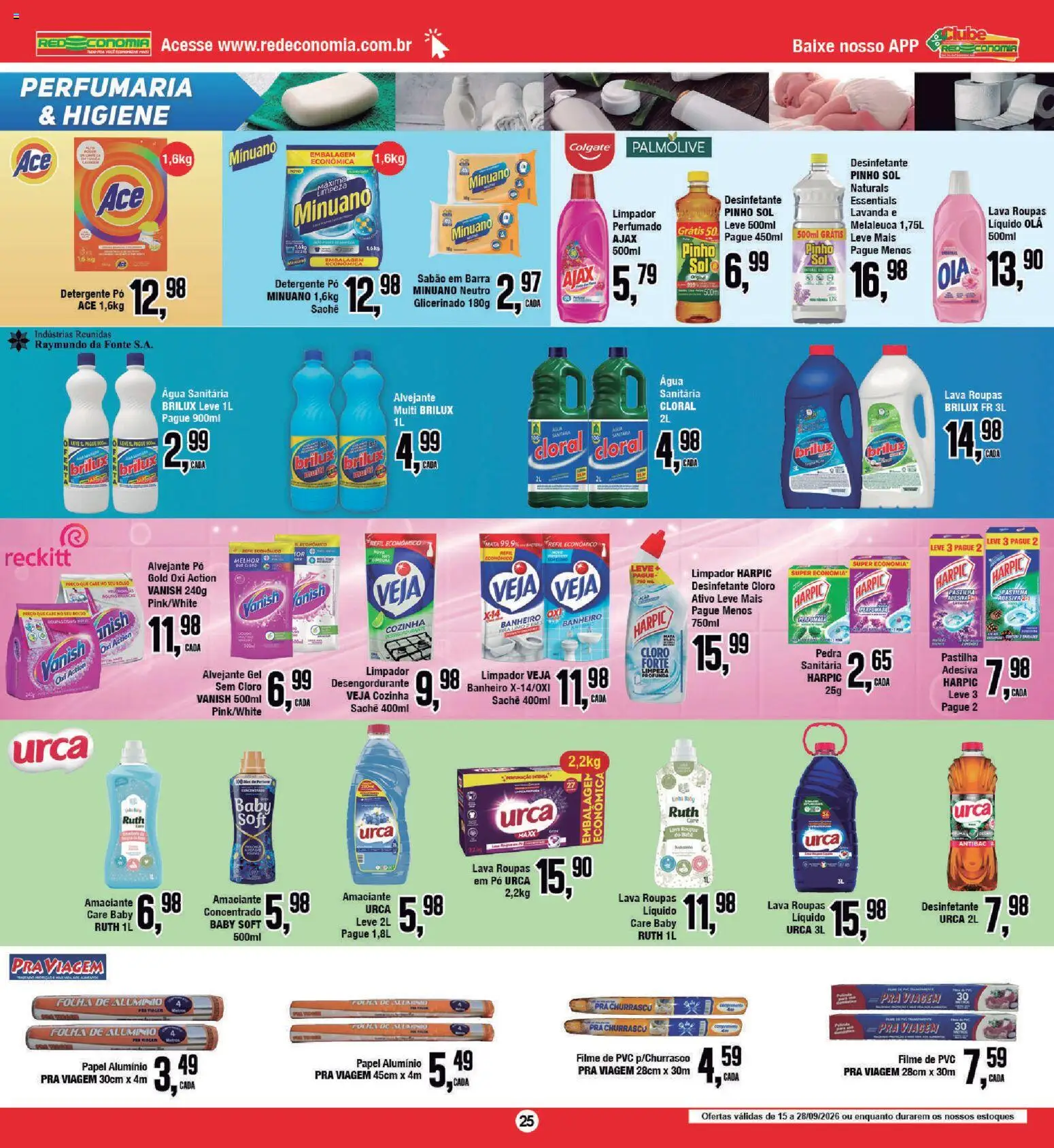 RedEconomia Folheto - válido de 28/09/2026 | Página: 25 | Produtos: Pó, Cloro, Sabão, Água