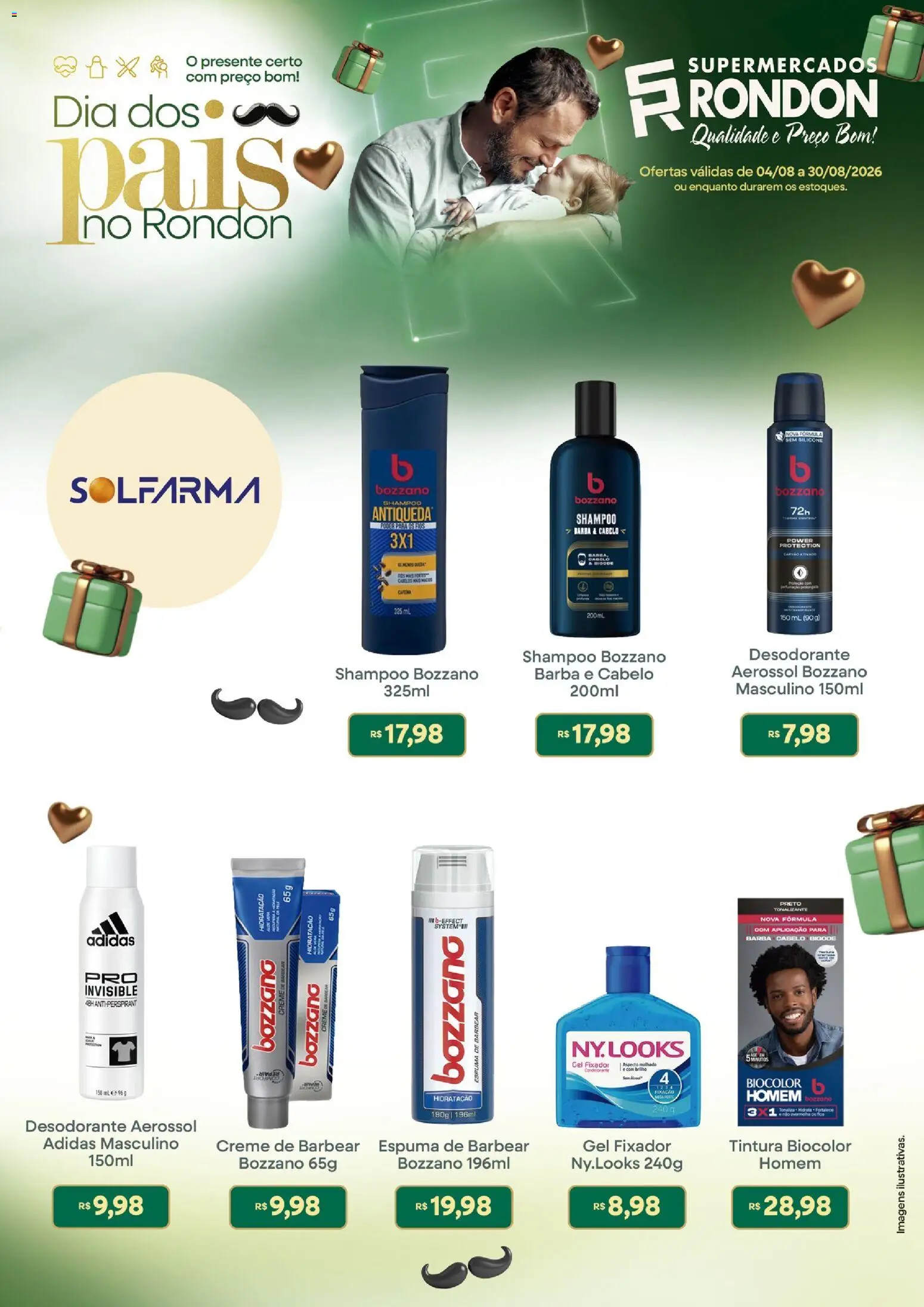 Supermercados Rondon Folheto - válido de 04/08/2026 | Página: 1 | Produtos: Shampoo, Espuma de barbear, Desodorante, Creme de barbear