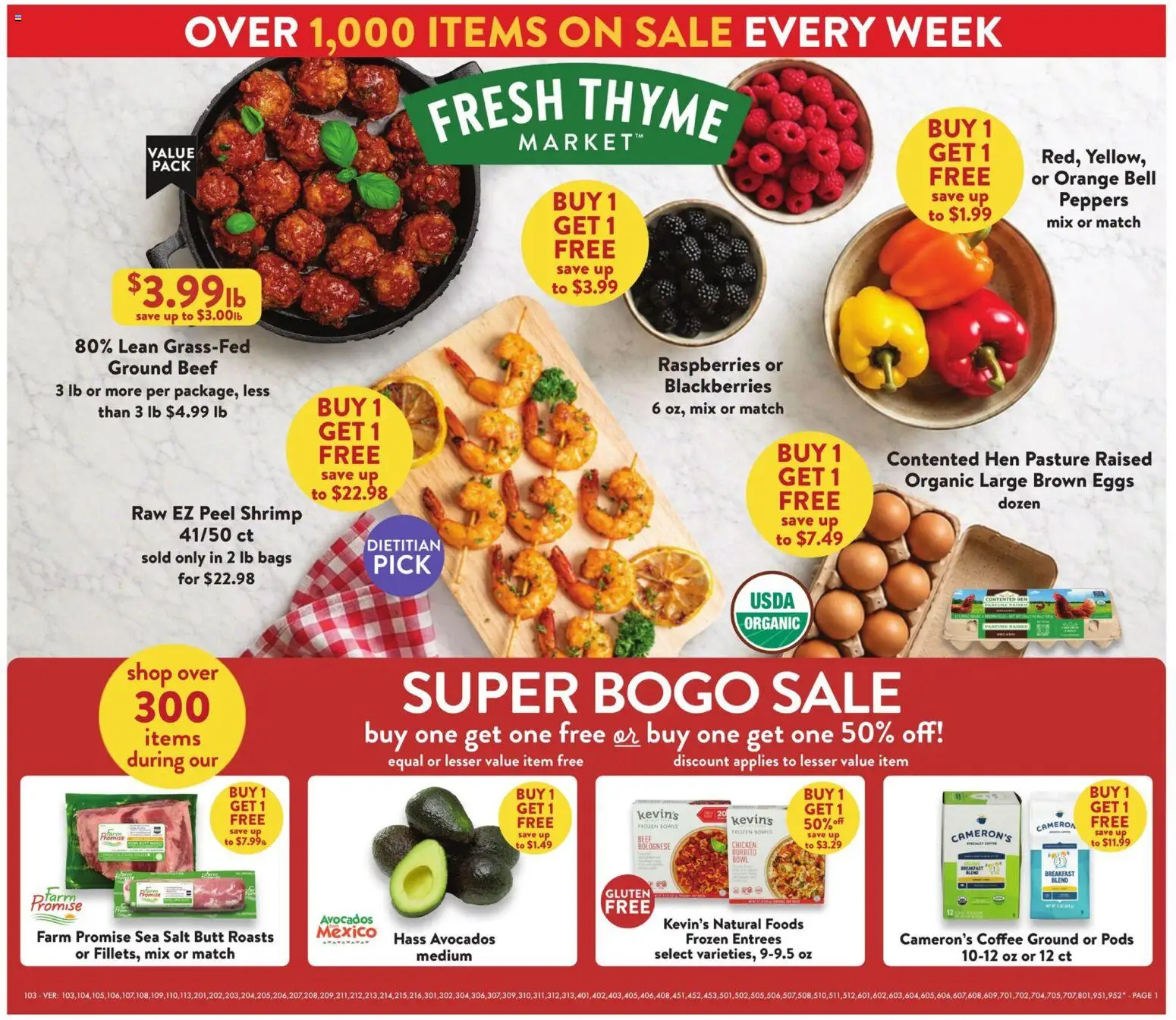 Fresh Thyme Weekly Ad - valid from 09/30/2026 | Page: 2 | Products: Raspberries, Chicken, Eggs, Ground beef