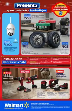 Vista previa de Walmart folleto Preventa gue no resistirás a precios bajos, nuevo folleto de la tienda, válido en México a partir del 22.05.2026 | Página: 22 | Productos: Candado, Rotomartillo, Batería, Teléfono