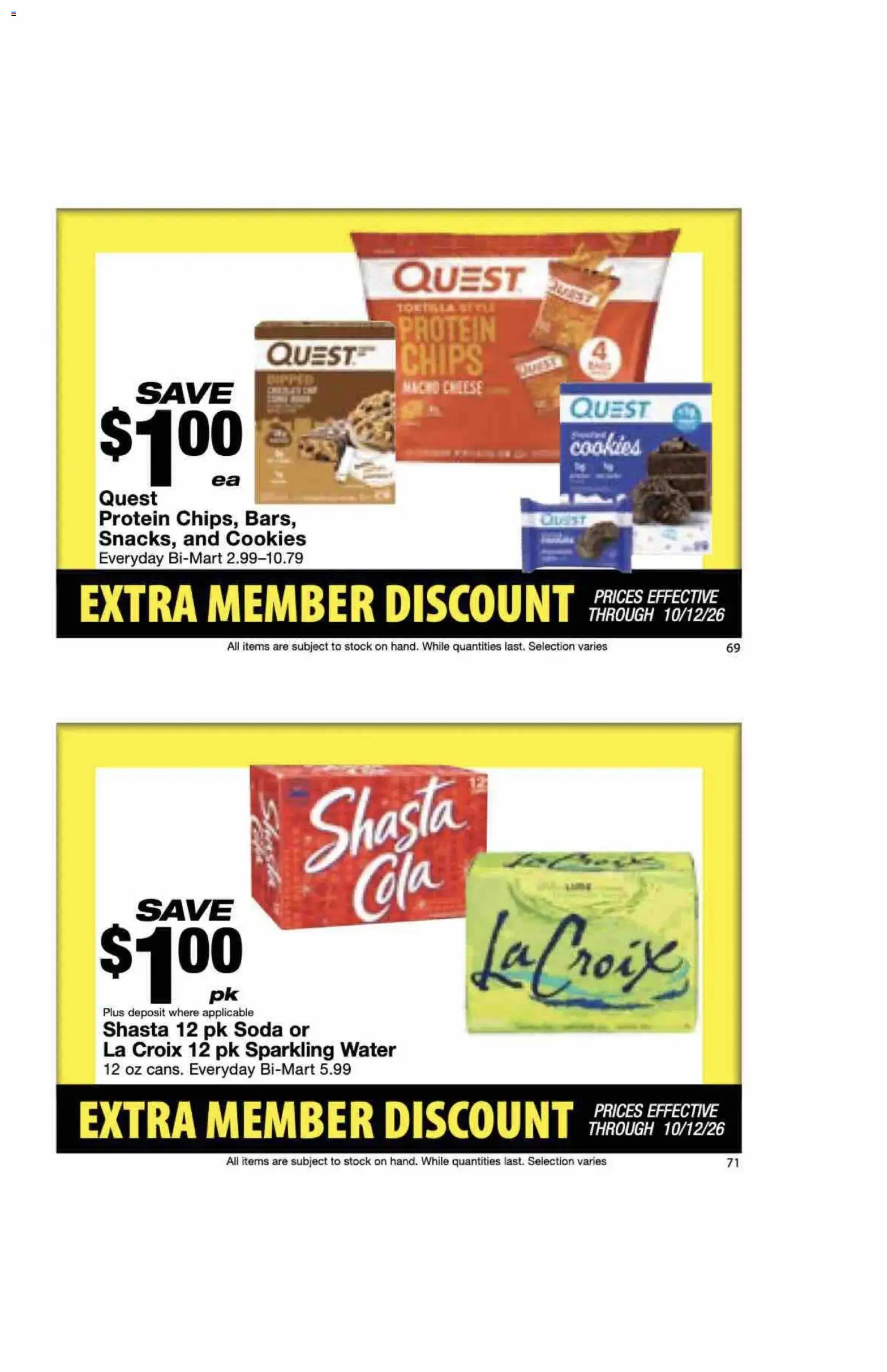 Bi-Mart Extra Member Discount Book - valid from 09/28/2026 | Page: 37 | Products: Cheese, Chips, Cookies, Water