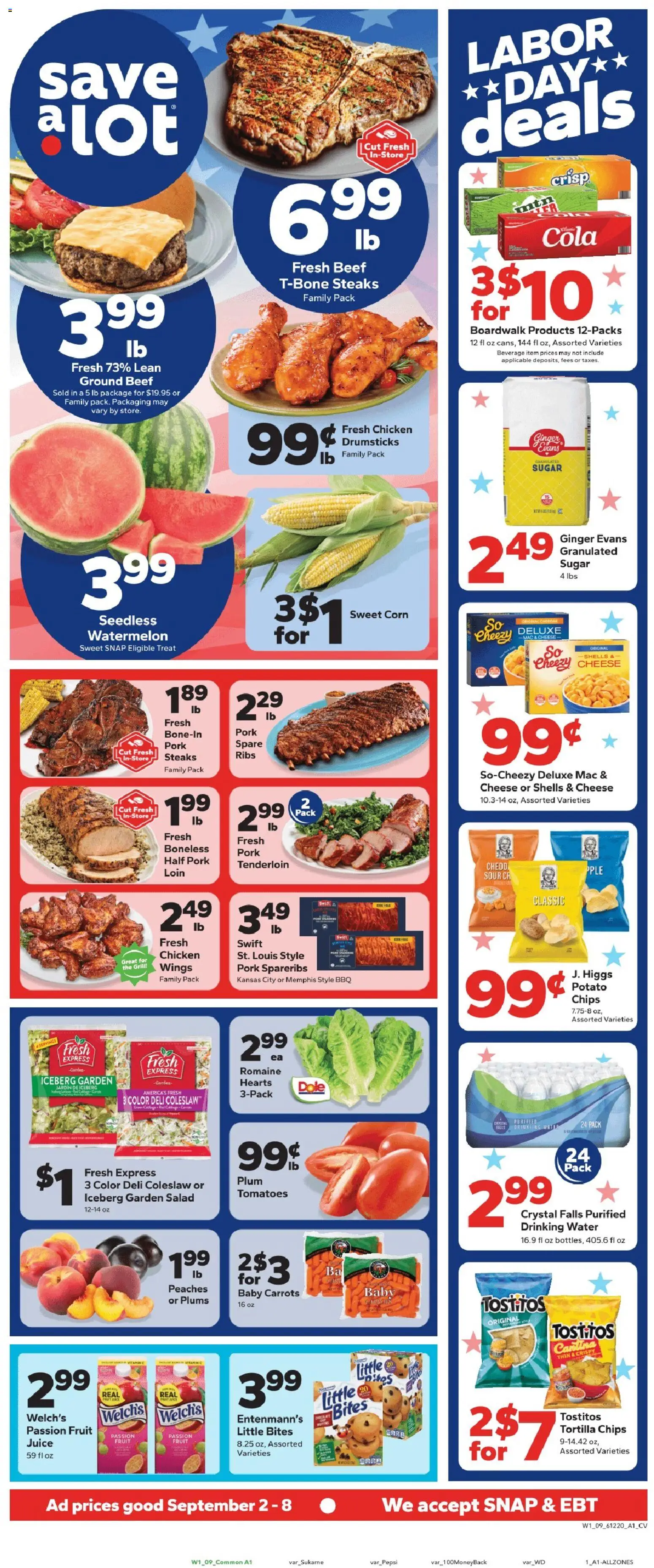 Save a Lot Weekly Ad - valid from 09/02/2026 | Page: 1 | Products: Ginger, Beef, Fruit, Tortilla chips