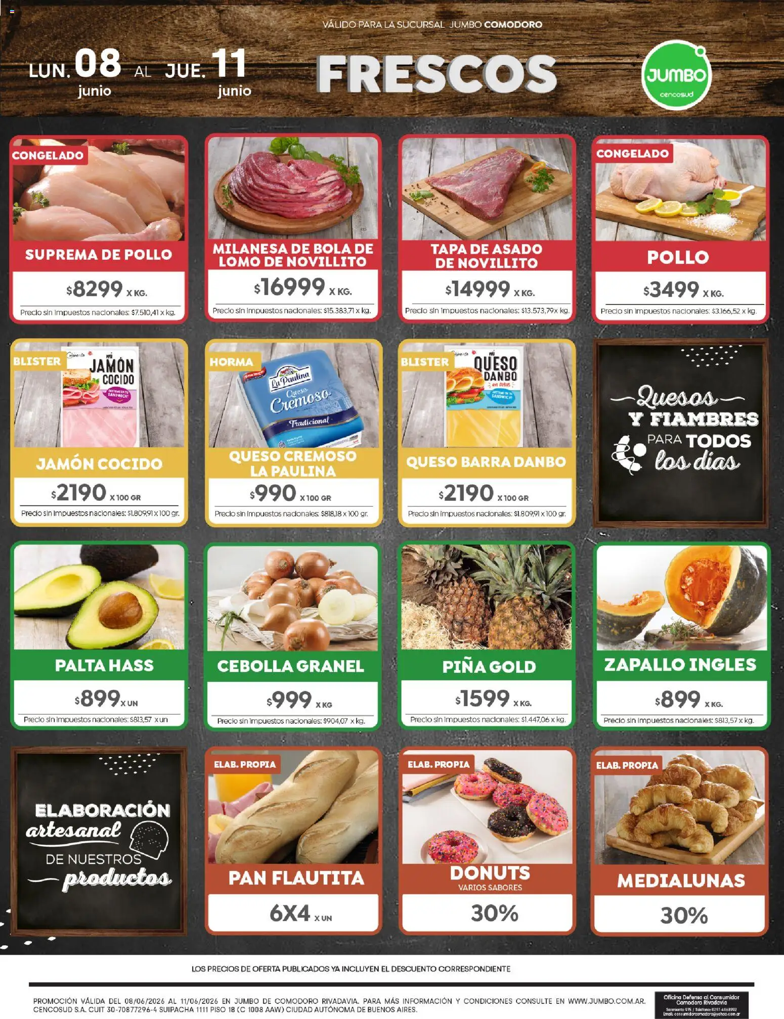 Jumbo ofertas │ válido desde el 08.06.2026 | Página: 1 | Productos: Teléfono, Cebolla, Jamón cocido, Piña