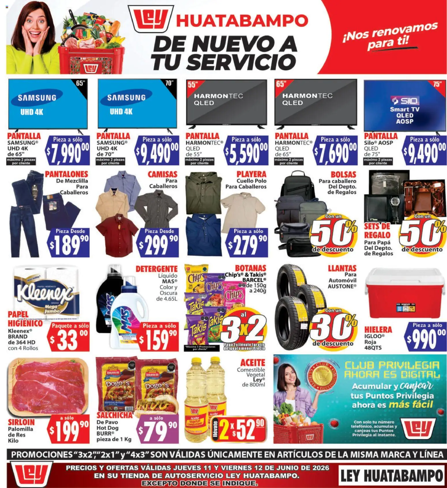 Nuevas ofertas de Casa Ley válidas en toda la República Mexicana desde el 11.06.2026. ¡Encuentra las mejores ofertas en Casa Ley folleto Huatabampo! | Página: 1 | Productos: Pantalones, Res, Hielera, Playera