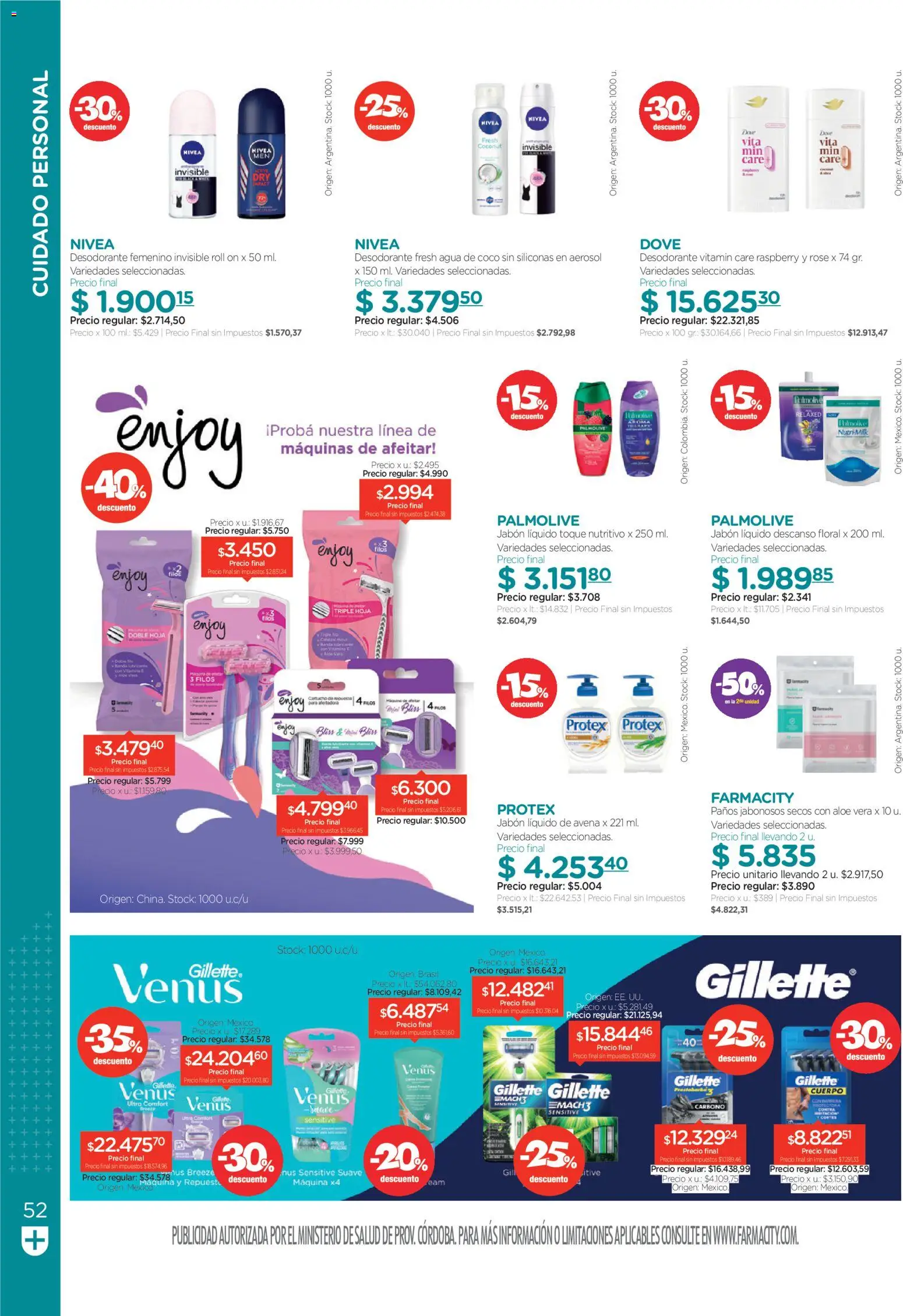 Farmacity catálogo │ válido desde el 30.04.2026 | Página: 52 | Productos: Jabón líquido, Avena, Desodorante, Agua