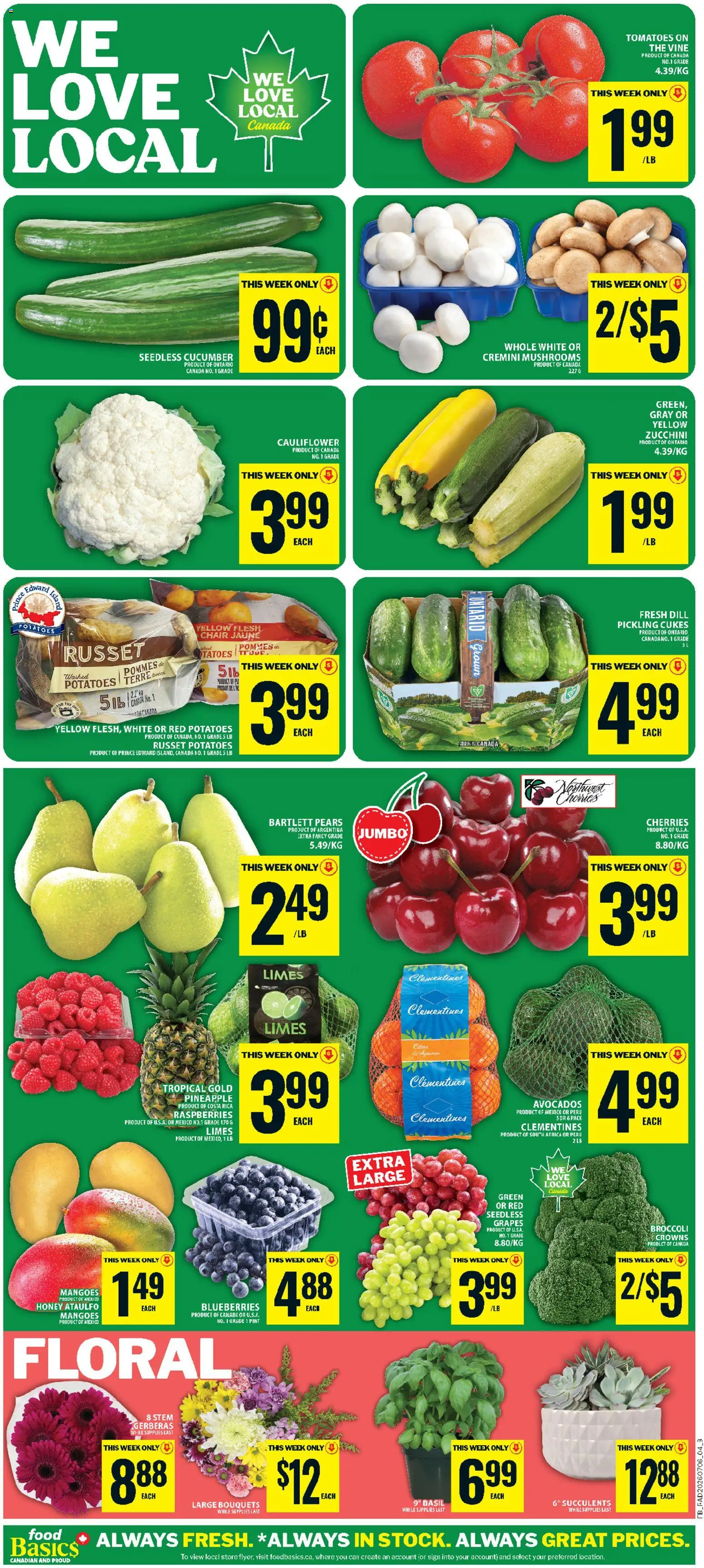 Food Basics flyer valid from Jul 9, 2026 | Page: 8 | Products: Pineapple, Potatoes, Chair, Tomatoes