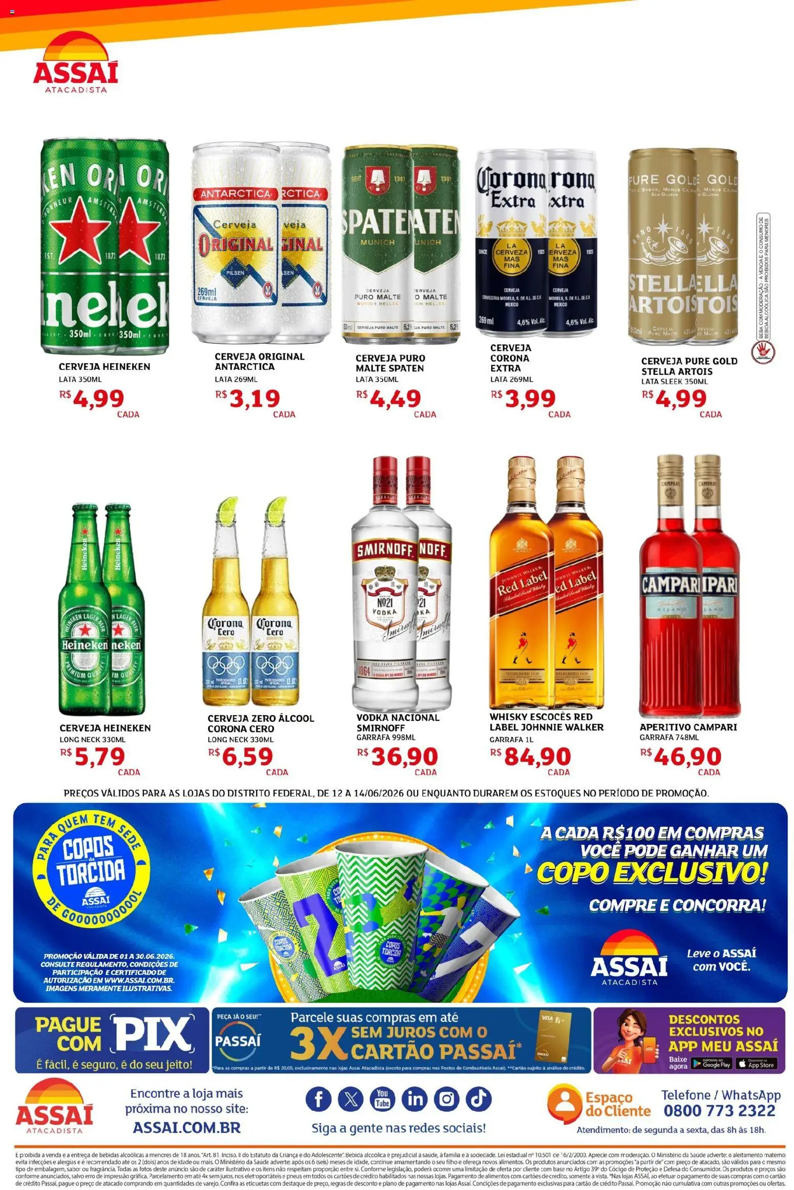 Assaí Atacadista Folheto - válido de 12.06.2026 | Página: 3 | Produtos: Cerveja, Base, Cerveja Heineken, Heineken
