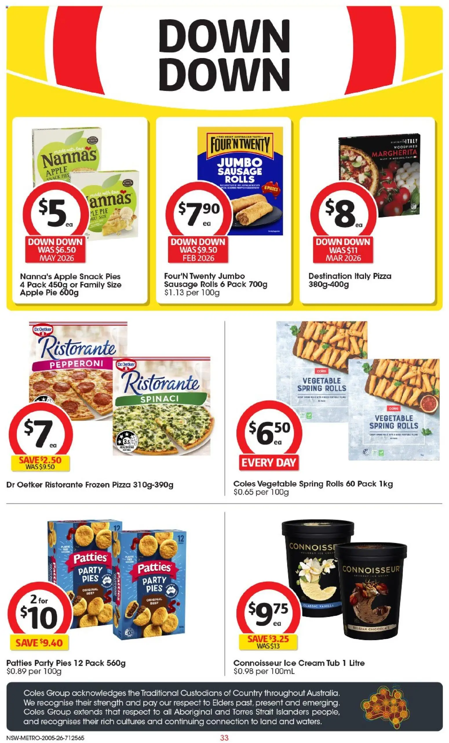 Coles catalogue - valid from 19.05.2026 | Page: 33 | Products: Pizza, Ice cream, Sausage, Pies