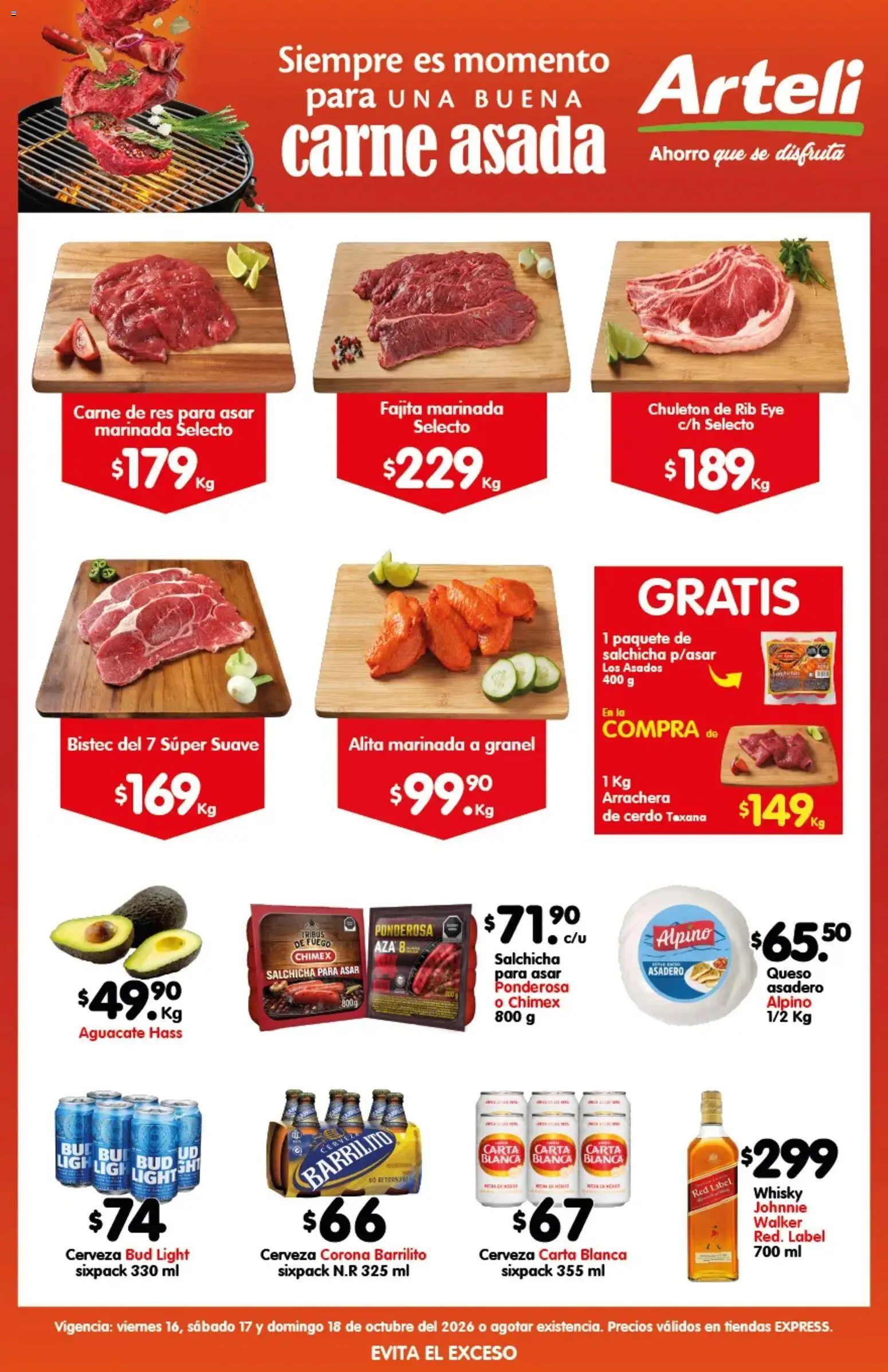 Nuevas ofertas de Arteli válidas en toda la República Mexicana desde el 16/10/2026. ¡Encuentra las mejores ofertas en Arteli folleto Carne Express! | Página: 1