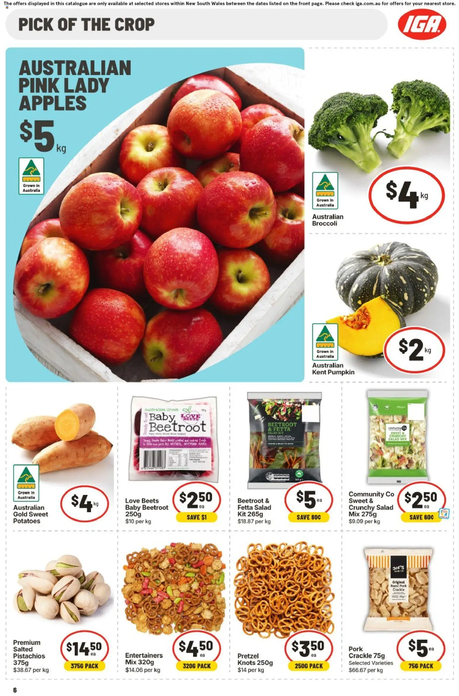 IGA catalogue - valid from 08/07/2026 | Page: 6 | Products: Pork, Salad, Potatoes, Beetroot