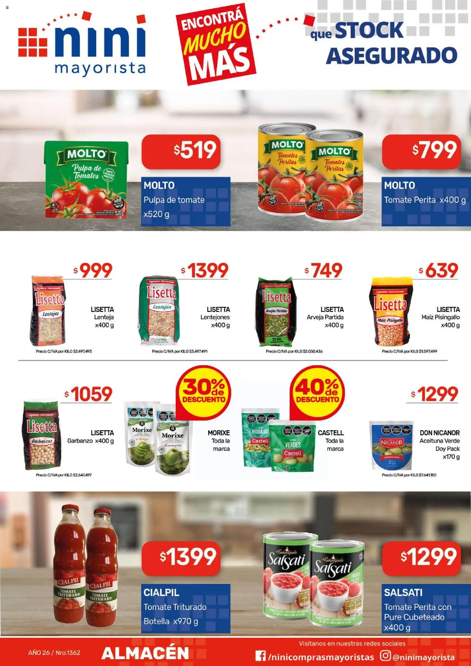 NINI Mayorista ofertas │ válido desde el 01.06.2026 | Página: 26 | Productos: Botella, Lentejas, Garbanzos, Tomates