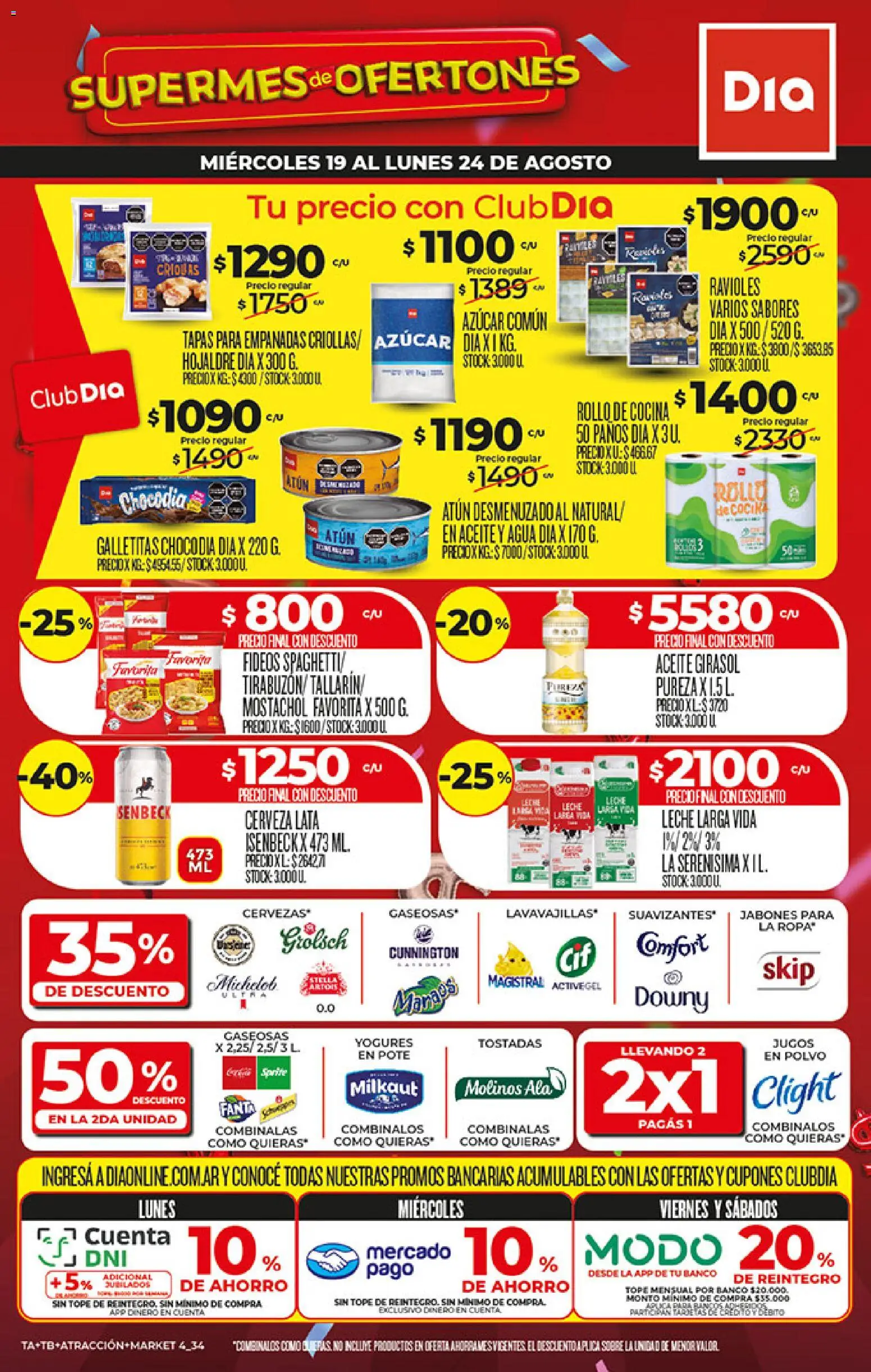 Supermercado DIA Ofertas │ válido desde el 19/08/2026 | Página: 1 | Productos: Cocina, Sobre, Azucar, Atún