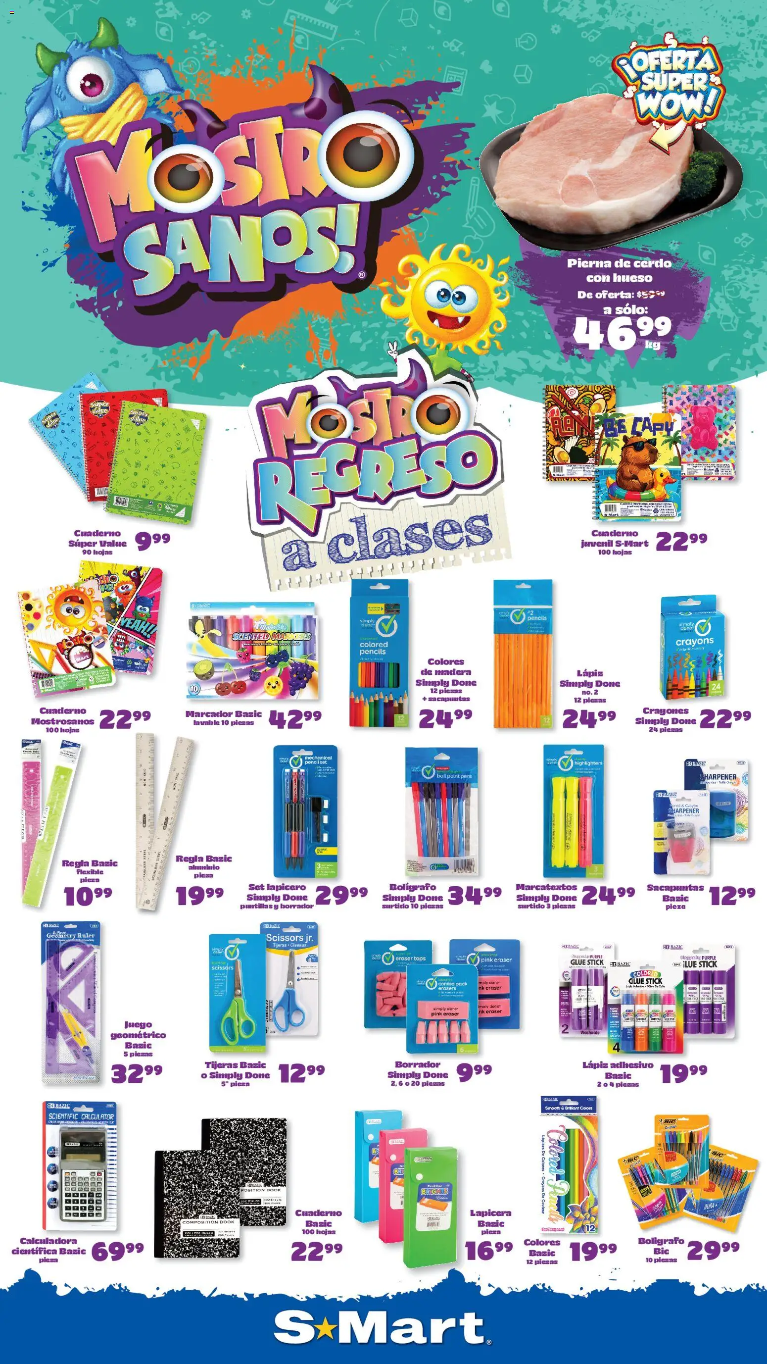 Nuevas ofertas de S-Mart válidas en toda la República Mexicana desde el 18/08/2026. ¡Encuentra las mejores ofertas en S-Mart folleto Ofertas de feria Monterrey! | Página: 1 | Productos: Cerdo, Pierna de cerdo, Juego, Calculadora