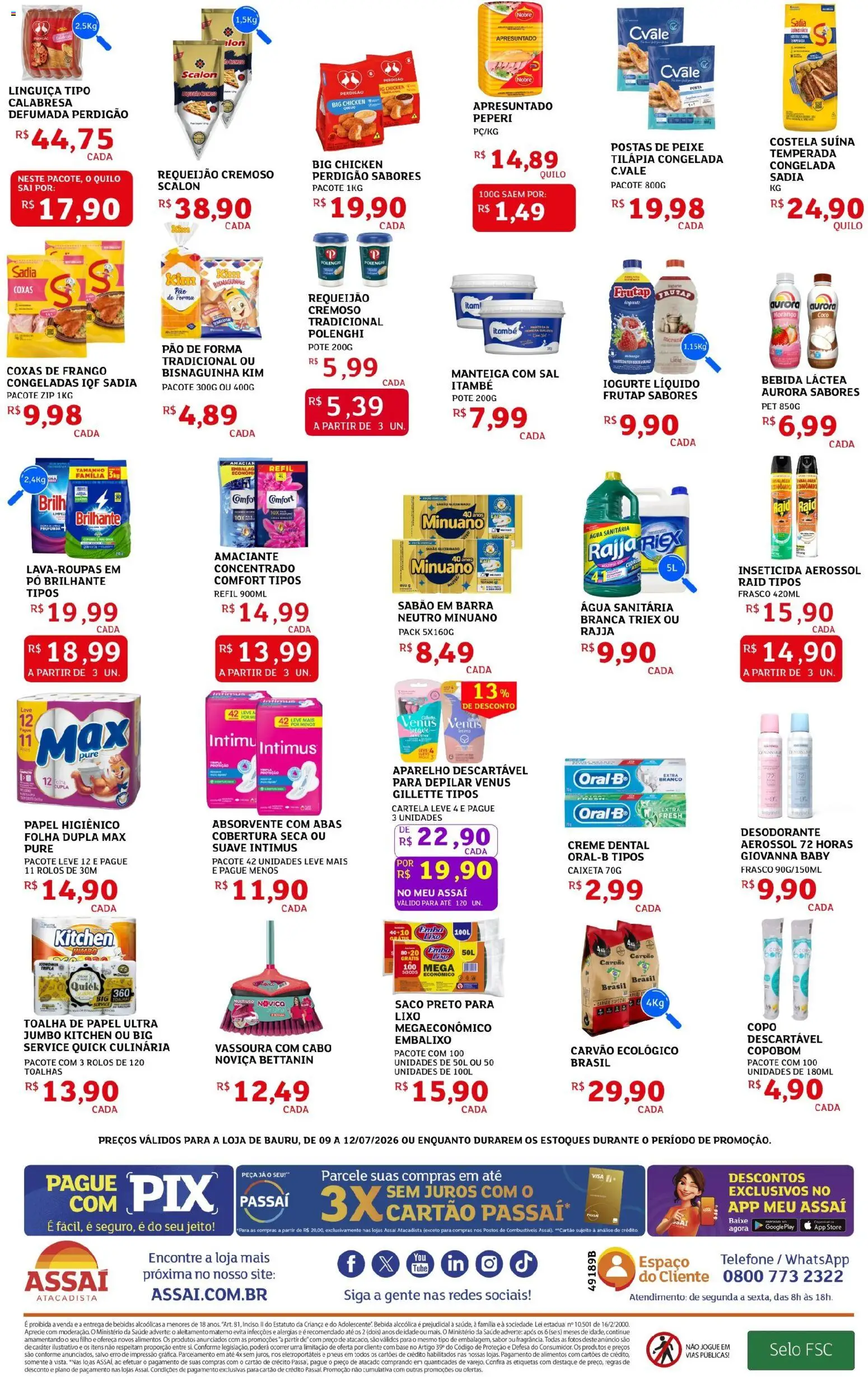 Assaí Atacadista Folheto - válido de 09/07/2026 | Página: 2 | Produtos: Sabão, Peixe, Bebida, Telefone