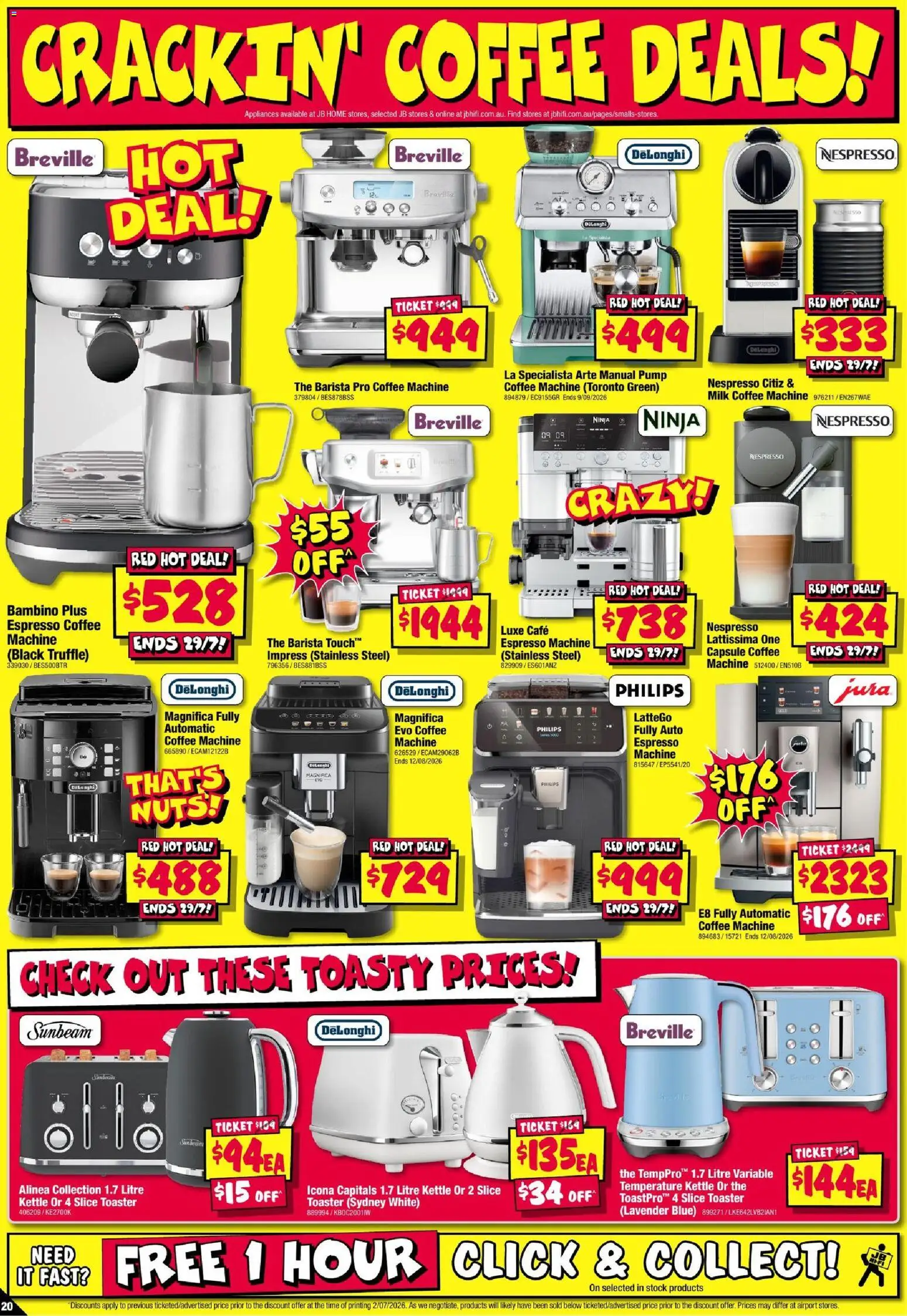 JB Hi-Fi catalogue - valid from 16/07/2026 | Page: 20 | Products: Milk, Nuts, Espresso machine, Toaster