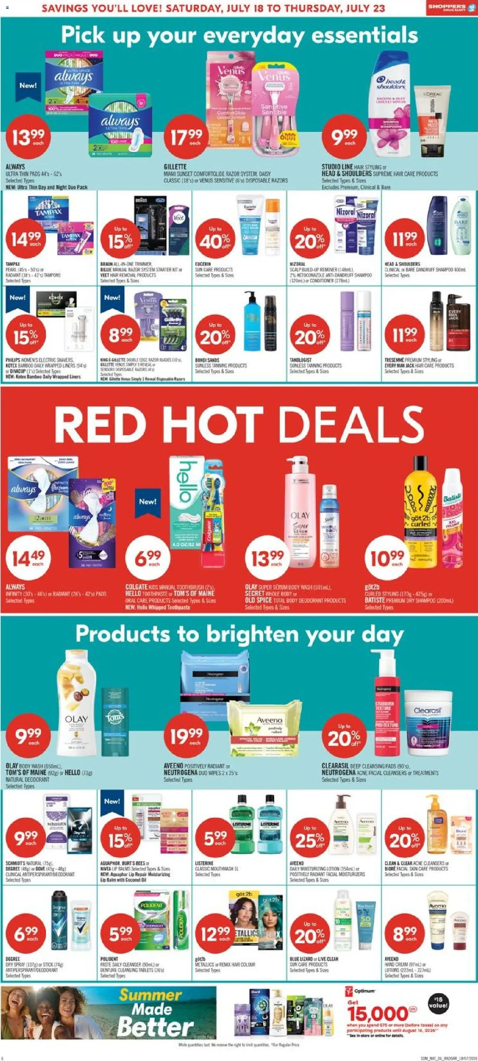 Shoppers flyer valid from Jul 17, 2026 | Page: 8 | Products: Head & Shoulders, Deodorant, Toothpaste, Hair styling